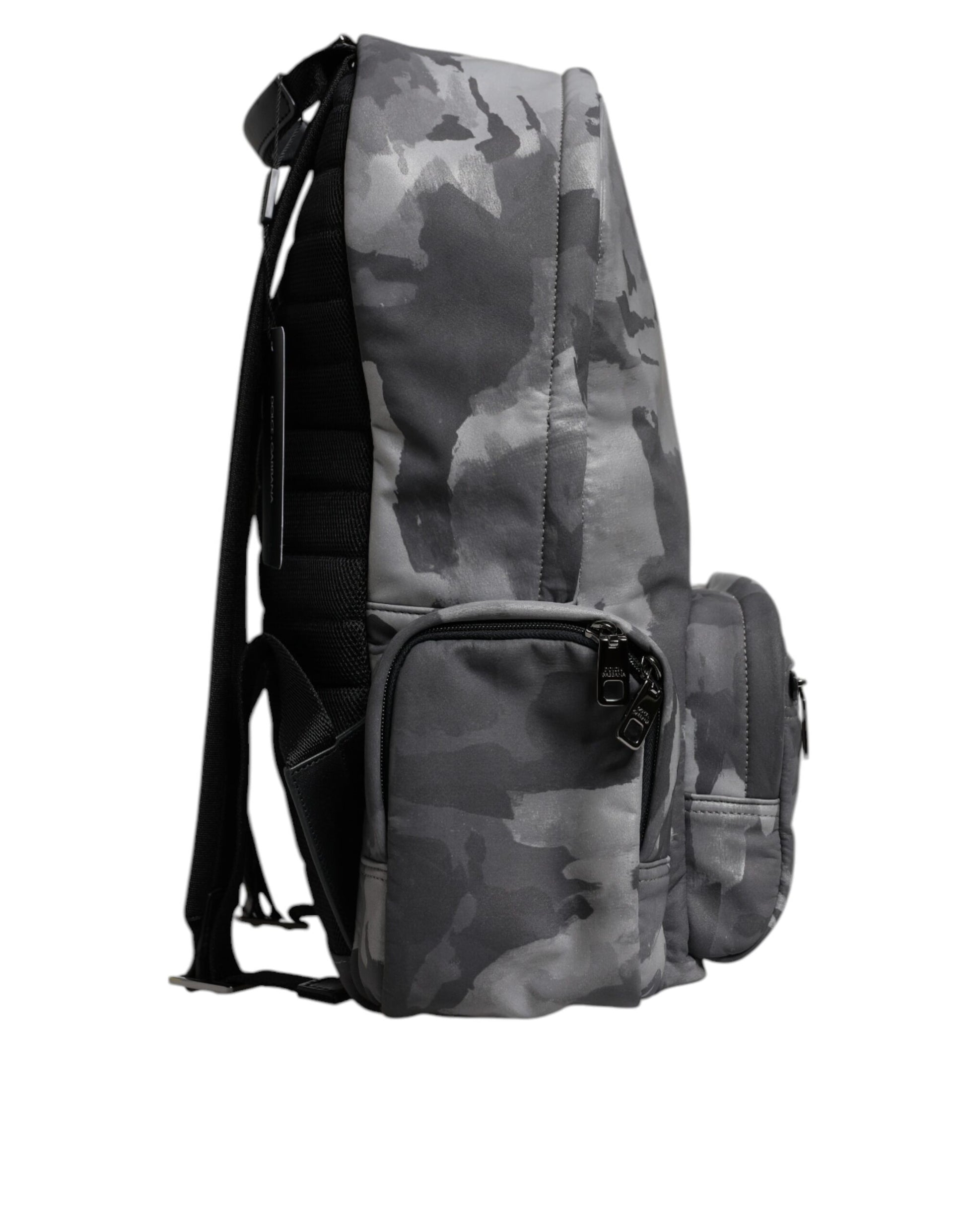Graue Rucksacktasche aus Baumwolle mit Camouflage-Logo