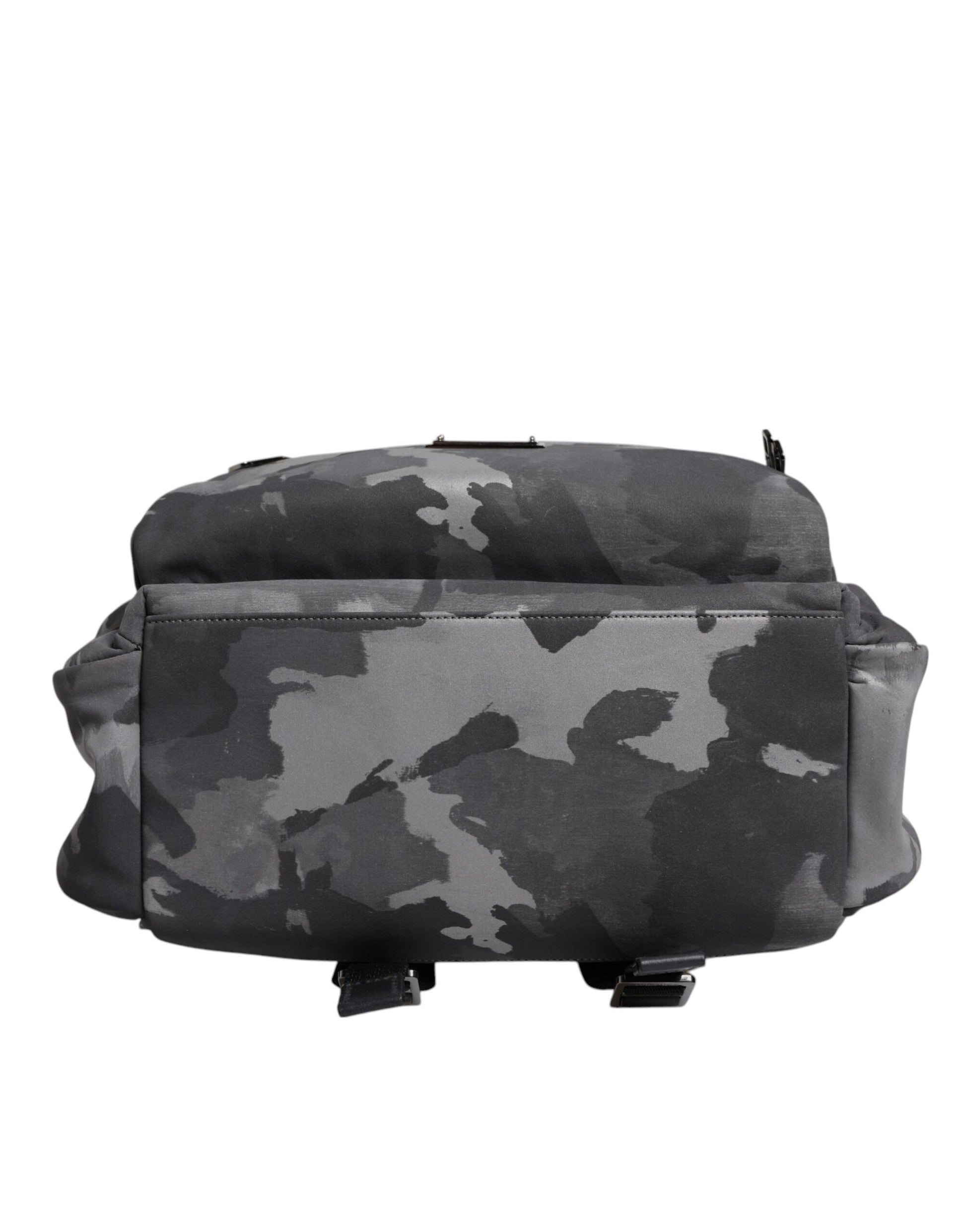 Graue Rucksacktasche aus Baumwolle mit Camouflage-Logo