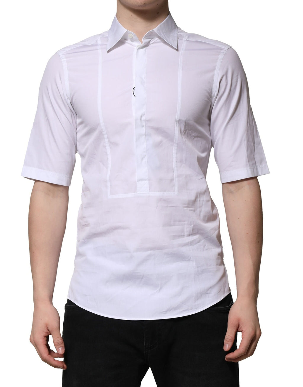 Dolce & Gabbana White Cotton Short Sleeves Men Formal Shirt