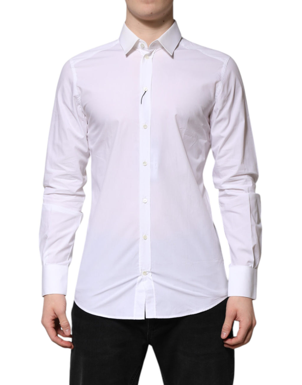 Dolce & Gabbana White Cotton GOLD Long Sleeves Formal Shirt