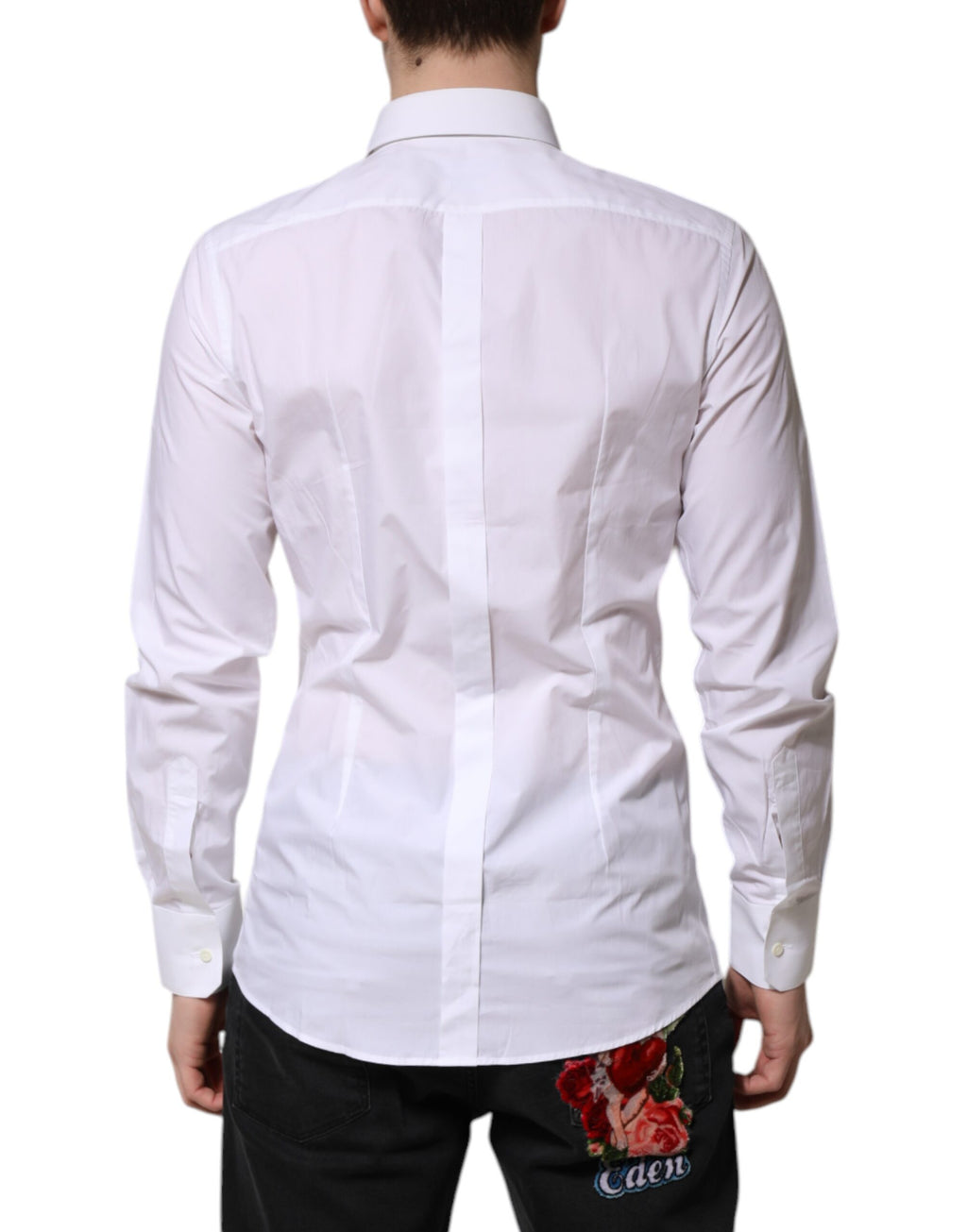 Dolce & Gabbana White Cotton GOLD Long Sleeves Formal Shirt