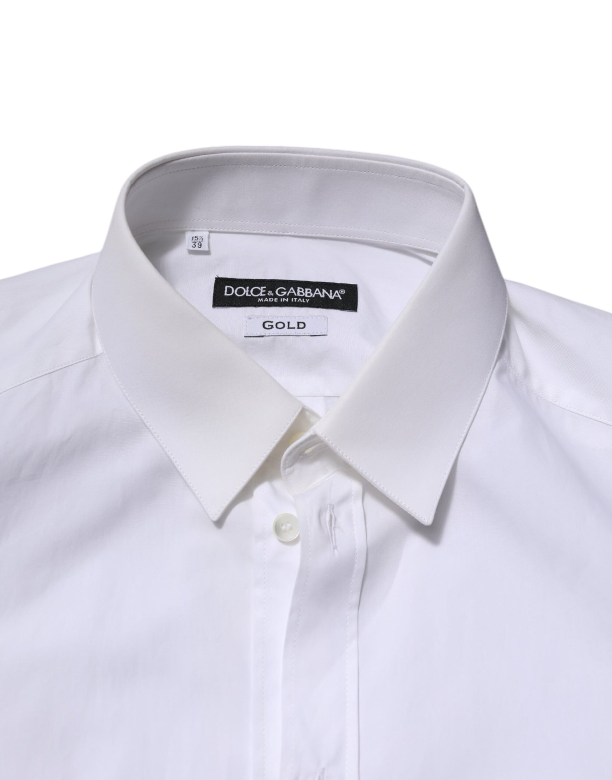 Dolce & Gabbana White Cotton GOLD Long Sleeves Formal Shirt
