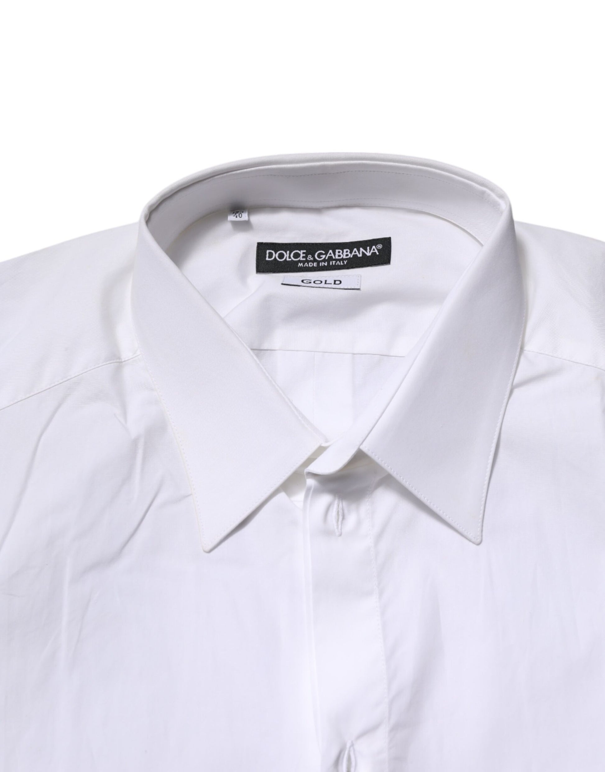 Dolce & Gabbana White Cotton GOLD Long Sleeves Formal Shirt