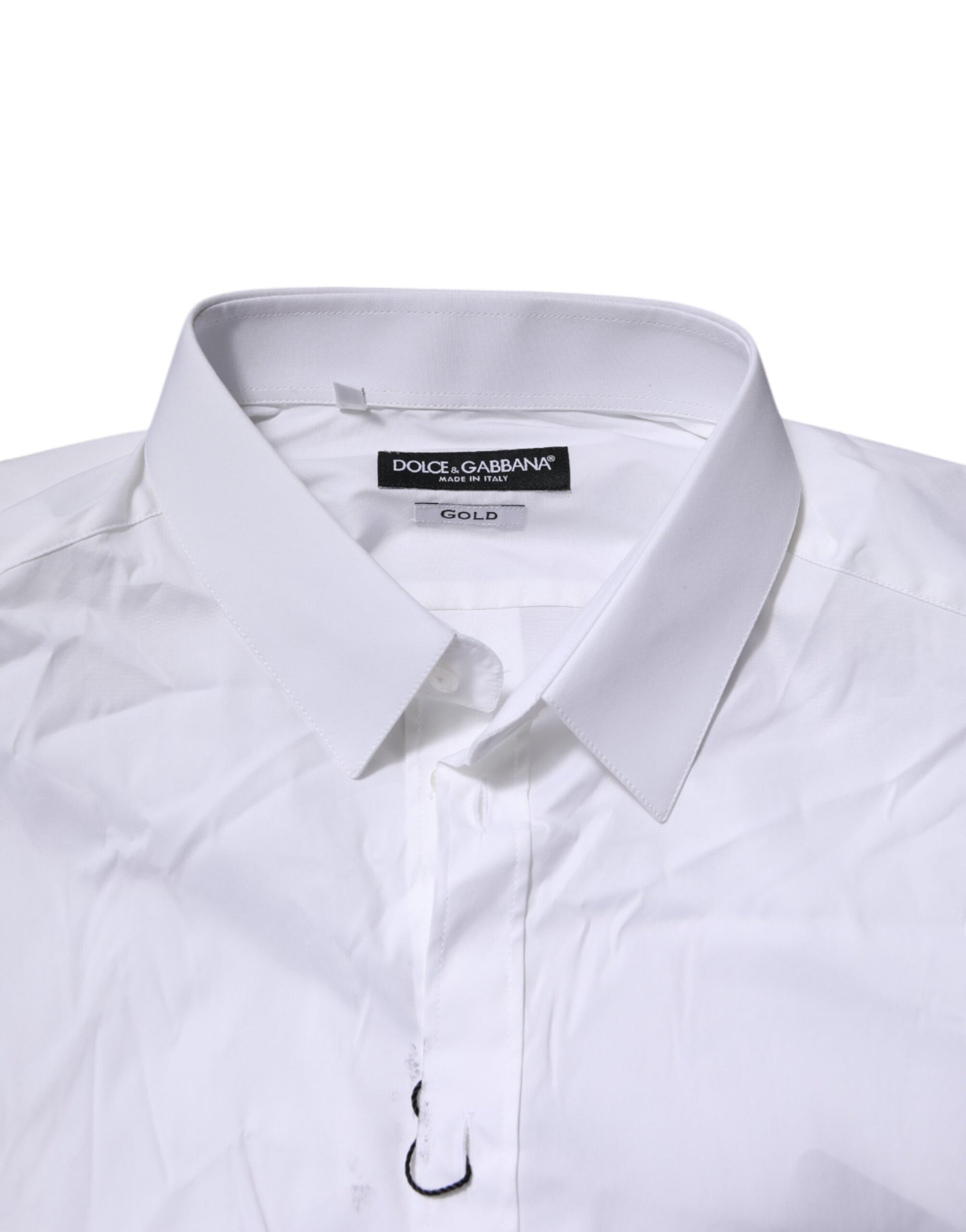 Dolce & Gabbana White Cotton GOLD Long Sleeves Formal Shirt