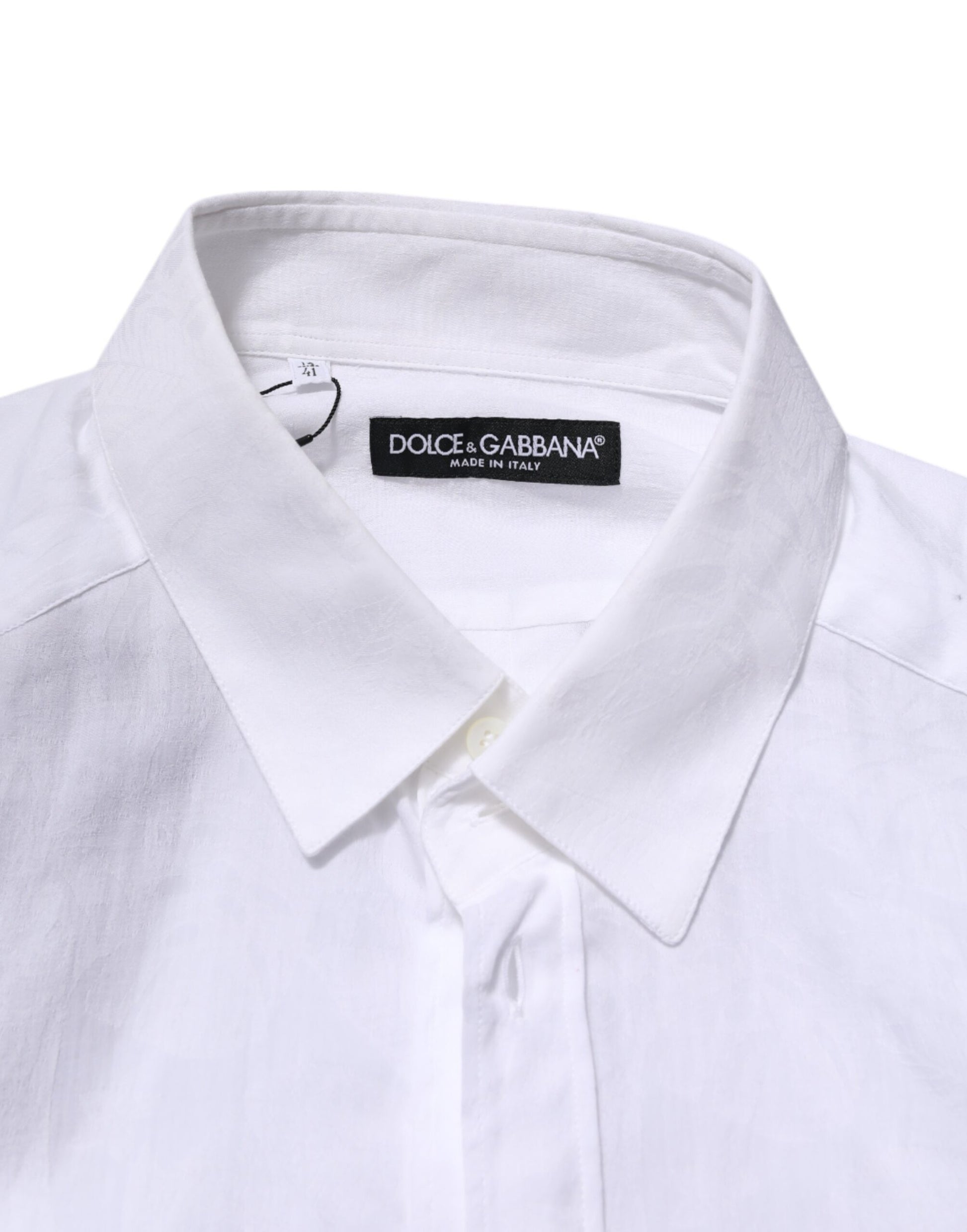 Dolce & Gabbana White Cotton Long Sleeves Collared Formal Shirt
