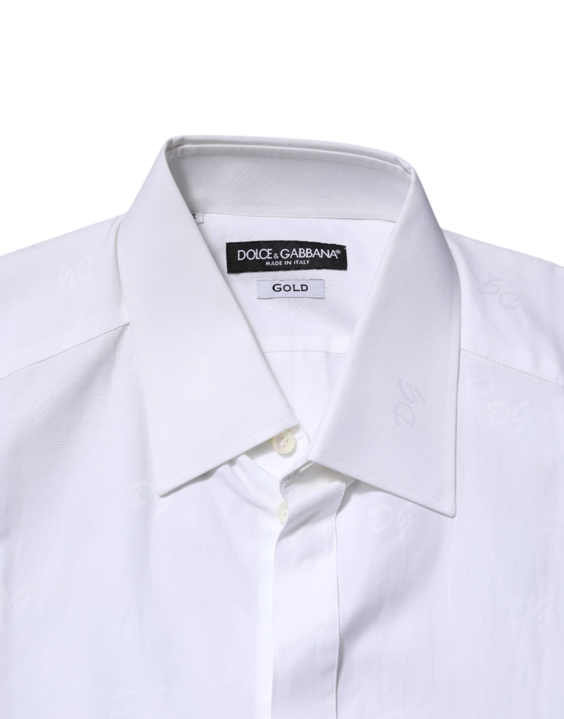 Dolce & Gabbana White Cotton GOLD Long Sleeves Formal Shirt