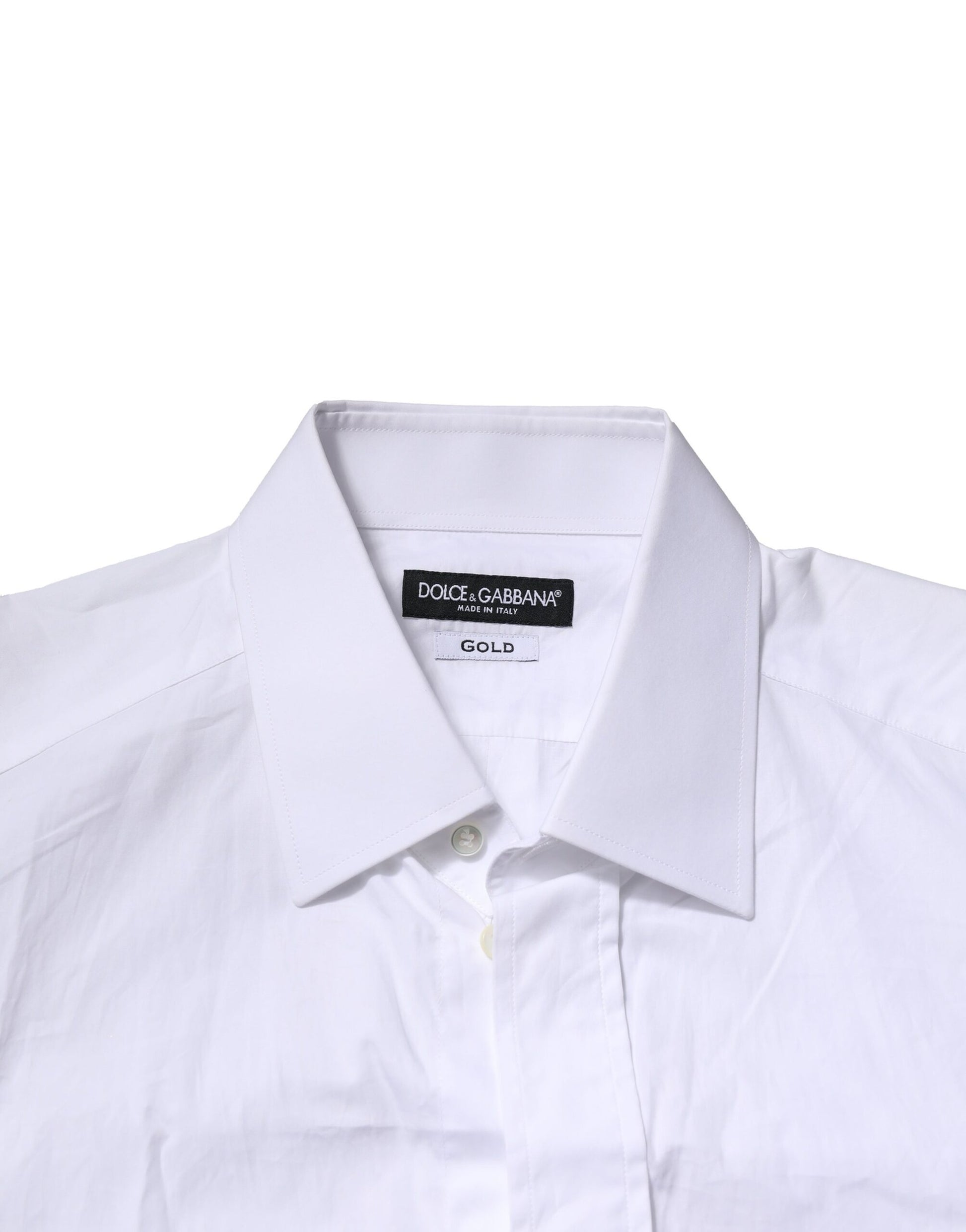 Dolce & Gabbana White Cotton GOLD Long Sleeves Formal Shirt