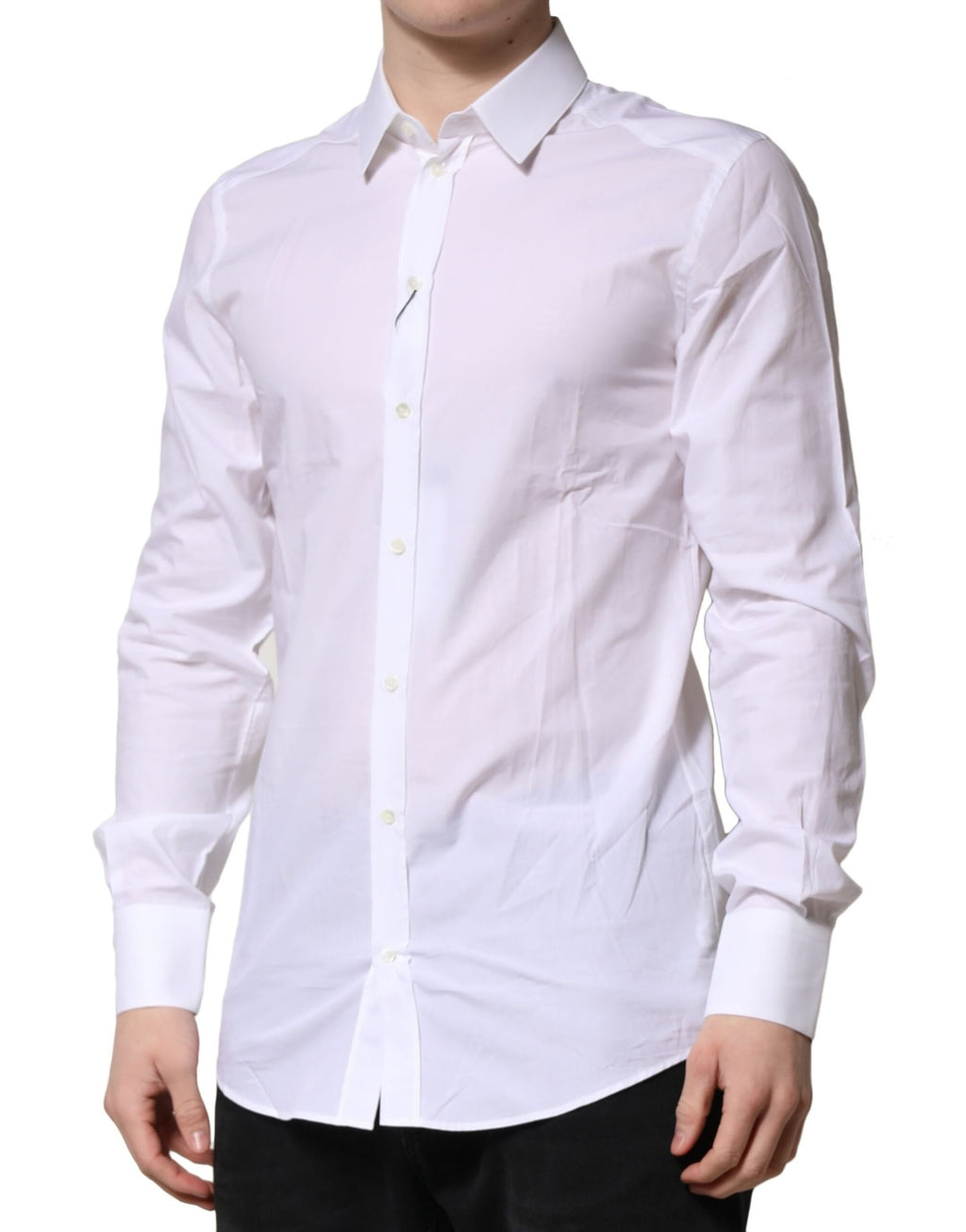 Dolce & Gabbana White Cotton GOLD Long Sleeves Formal Shirt