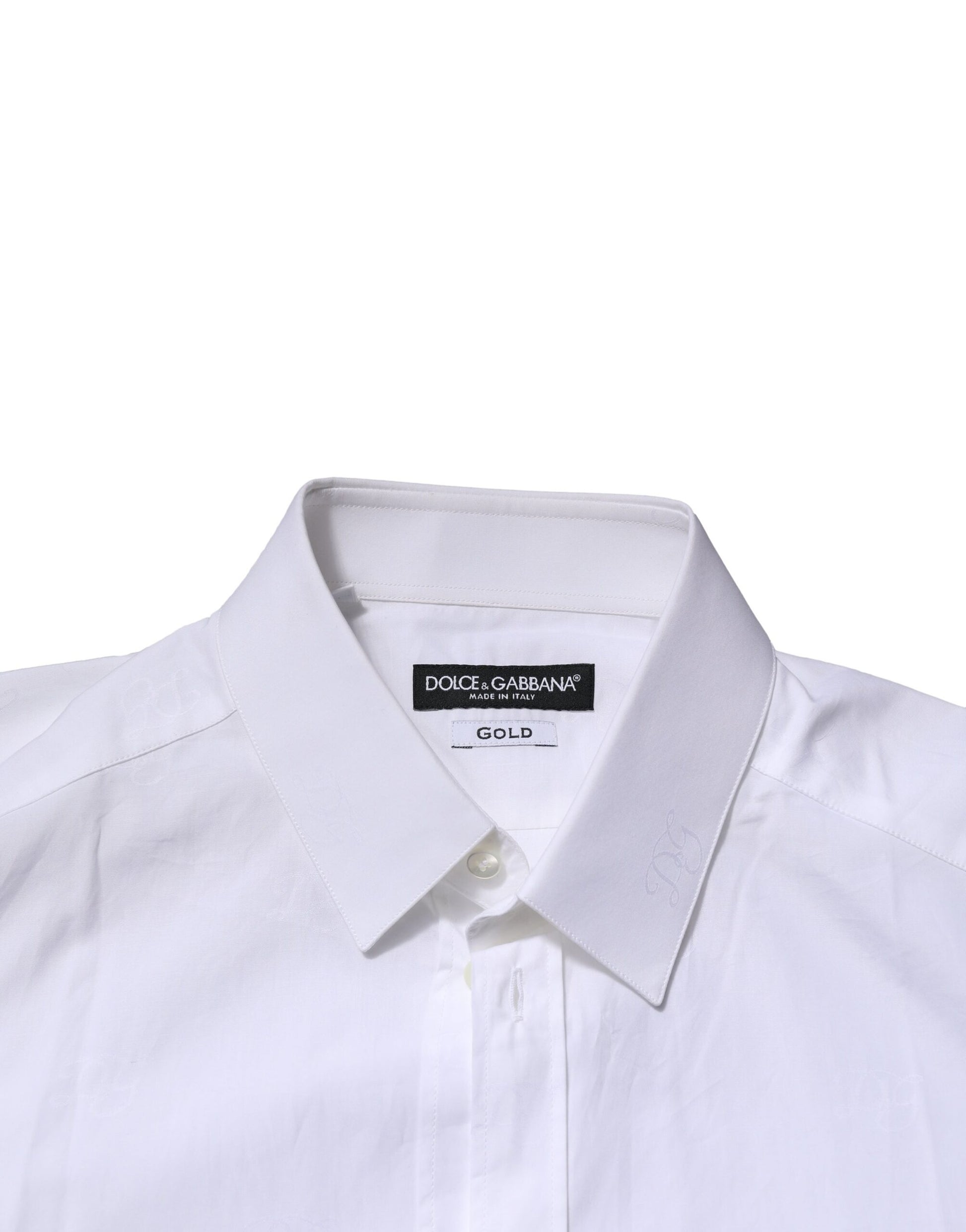 Dolce & Gabbana White Cotton GOLD Long Sleeves Formal Shirt