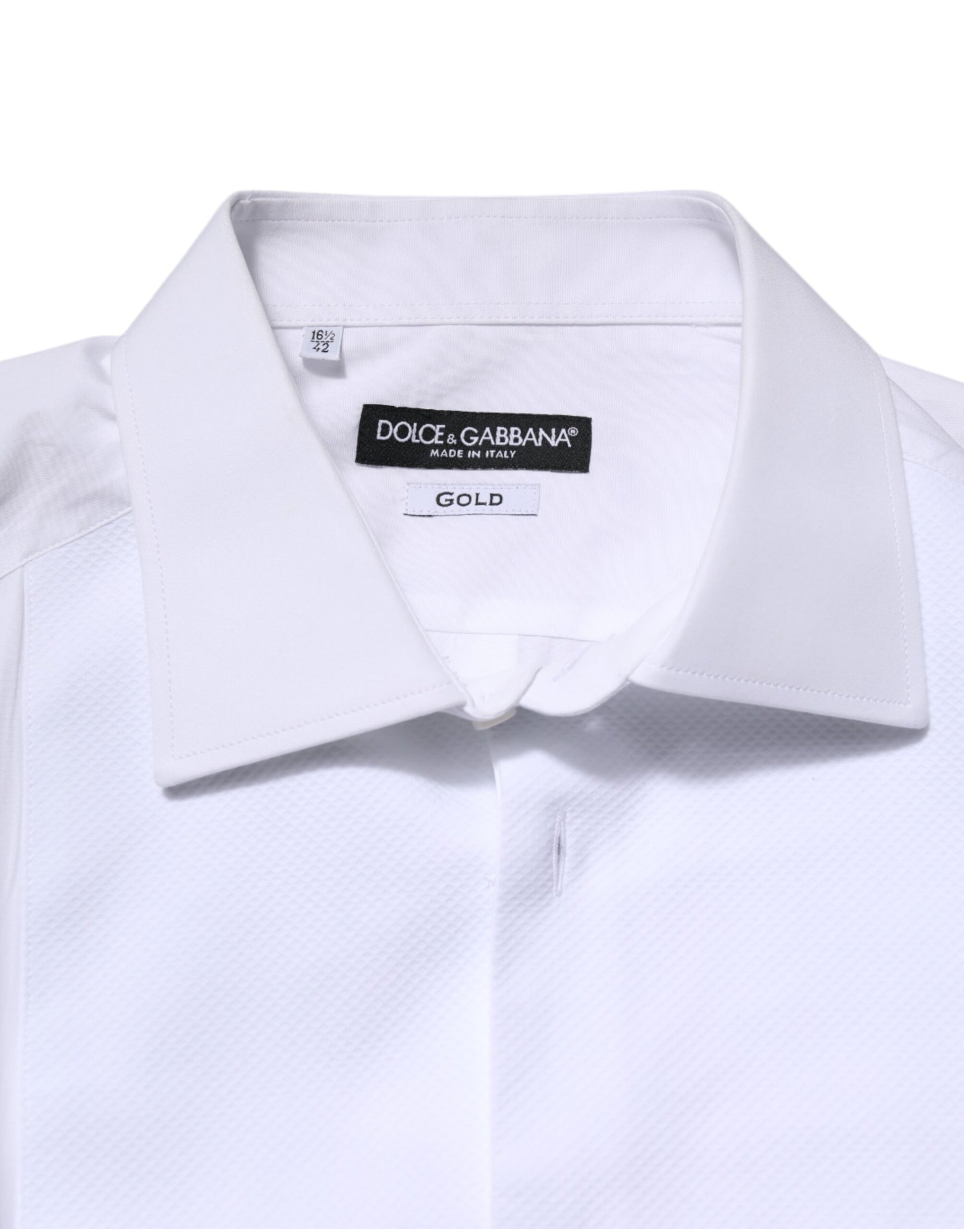 Dolce & Gabbana White Silk Bib Poplin GOLD Men Formal Shirt