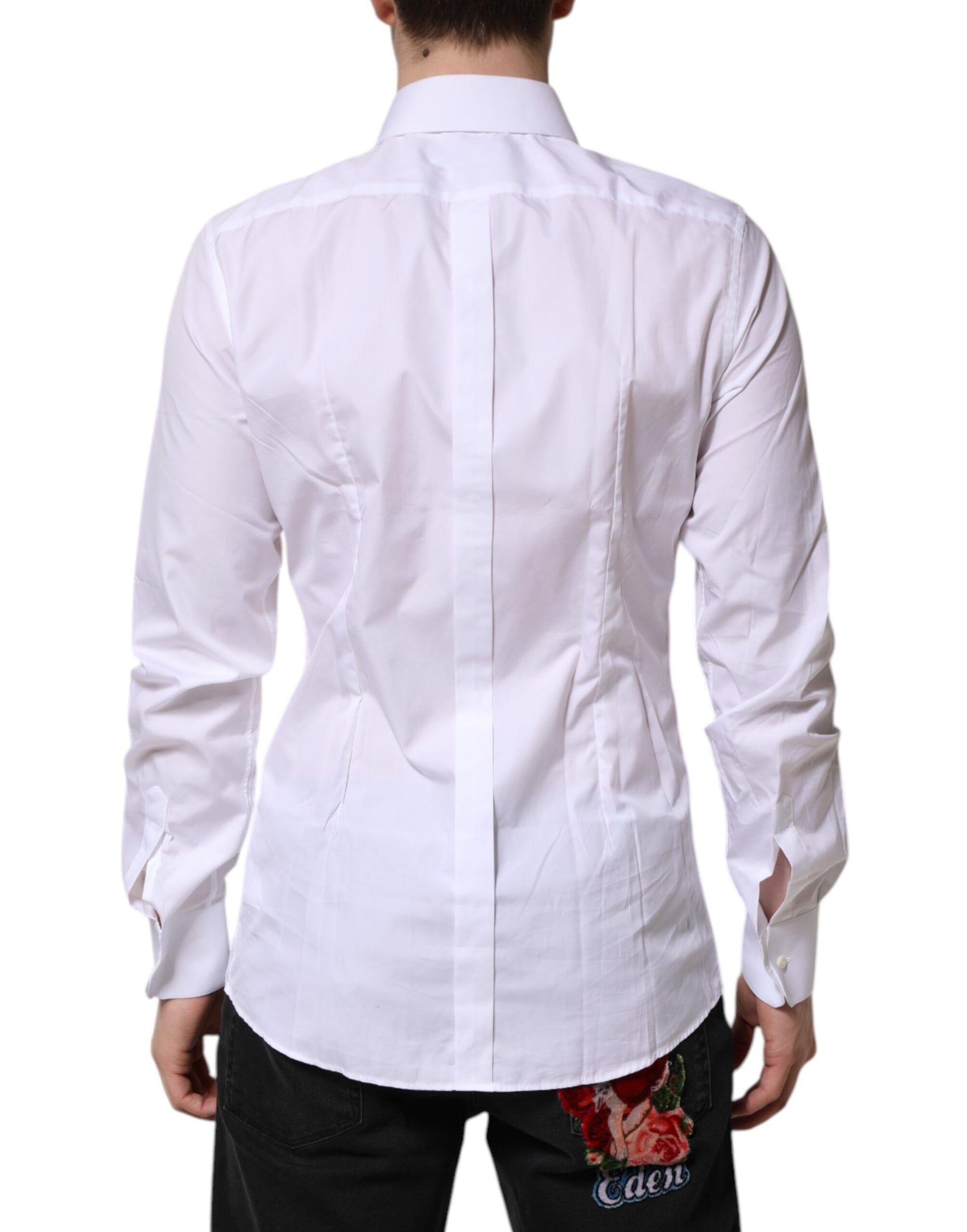 Dolce & Gabbana White GOLD Long Sleeves Dress Formal Shirt