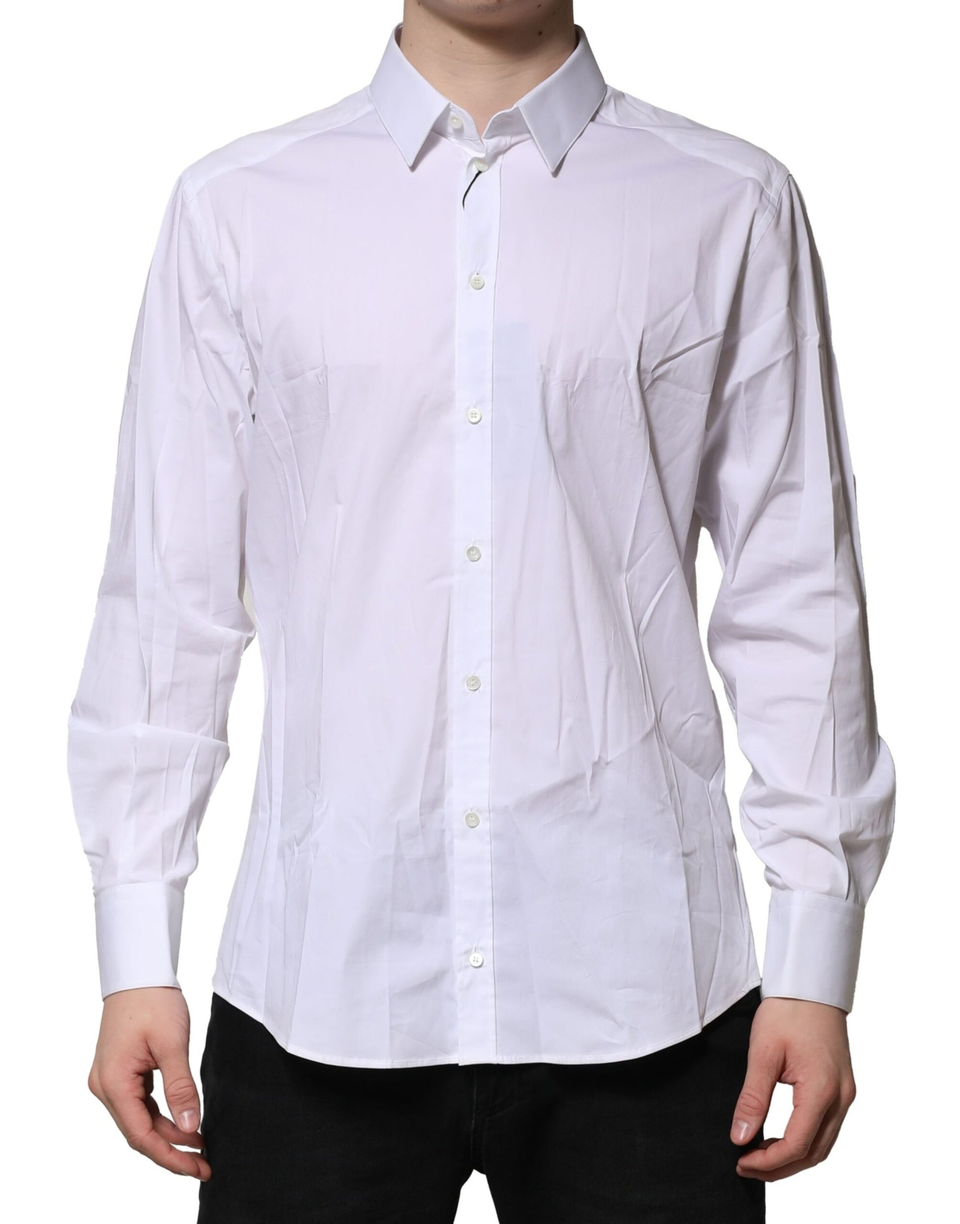 Dolce & Gabbana White GOLD Long Sleeves Dress Formal Shirt