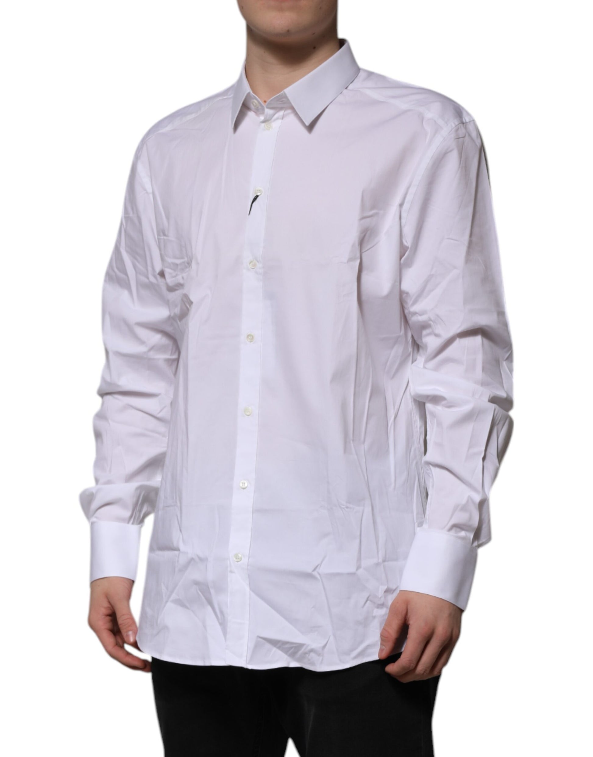 Dolce & Gabbana White GOLD Long Sleeve Dress Formal Shirt