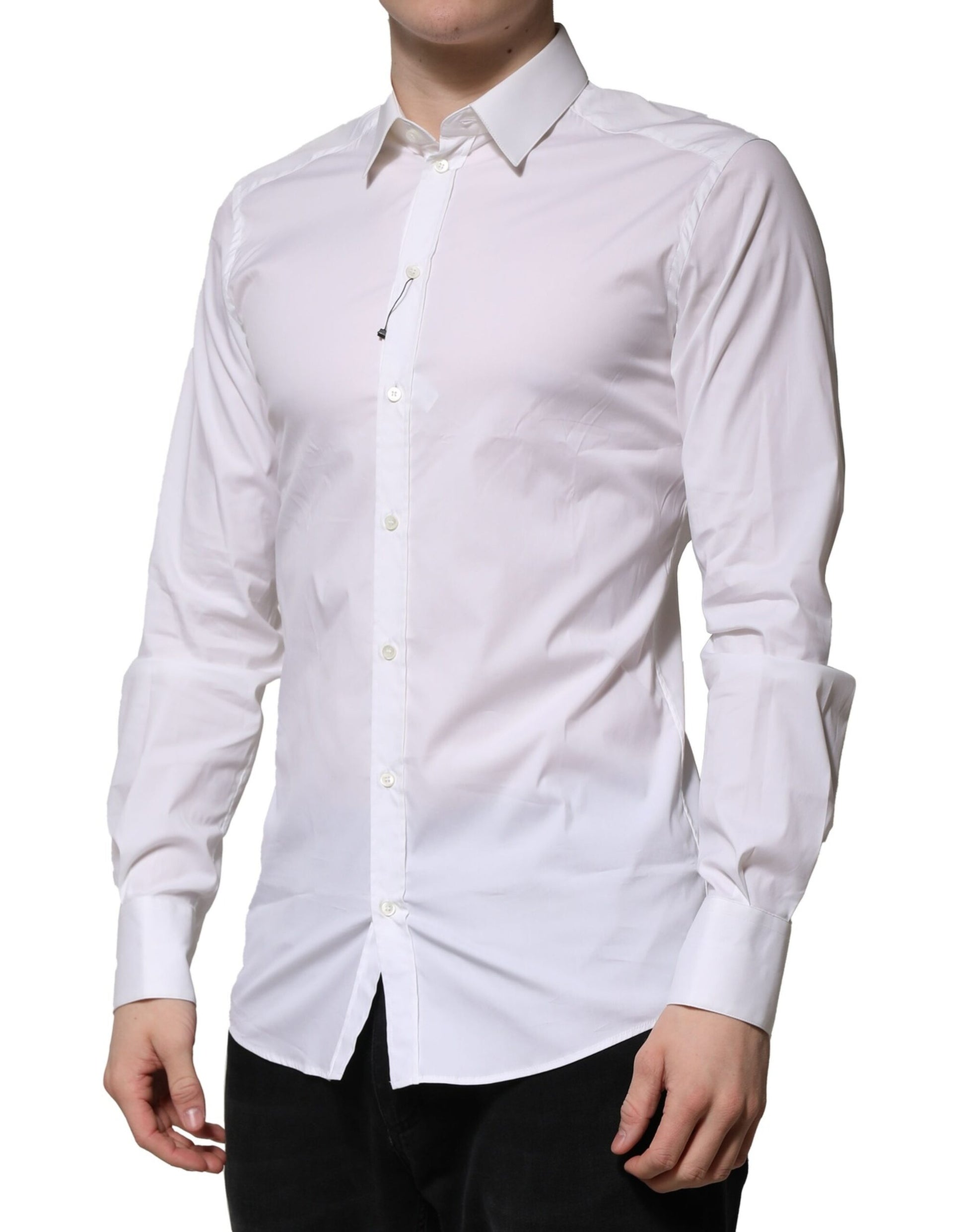 Dolce & Gabbana White GOLD Long Sleeve Dress Formal Shirt