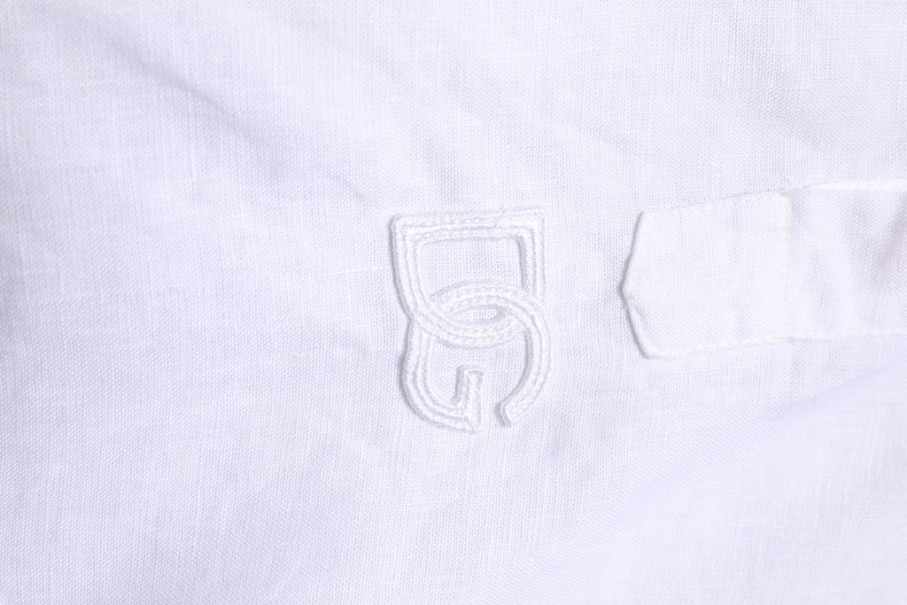 Dolce & Gabbana White Linen Long Sleeves Casual Men Shirt
