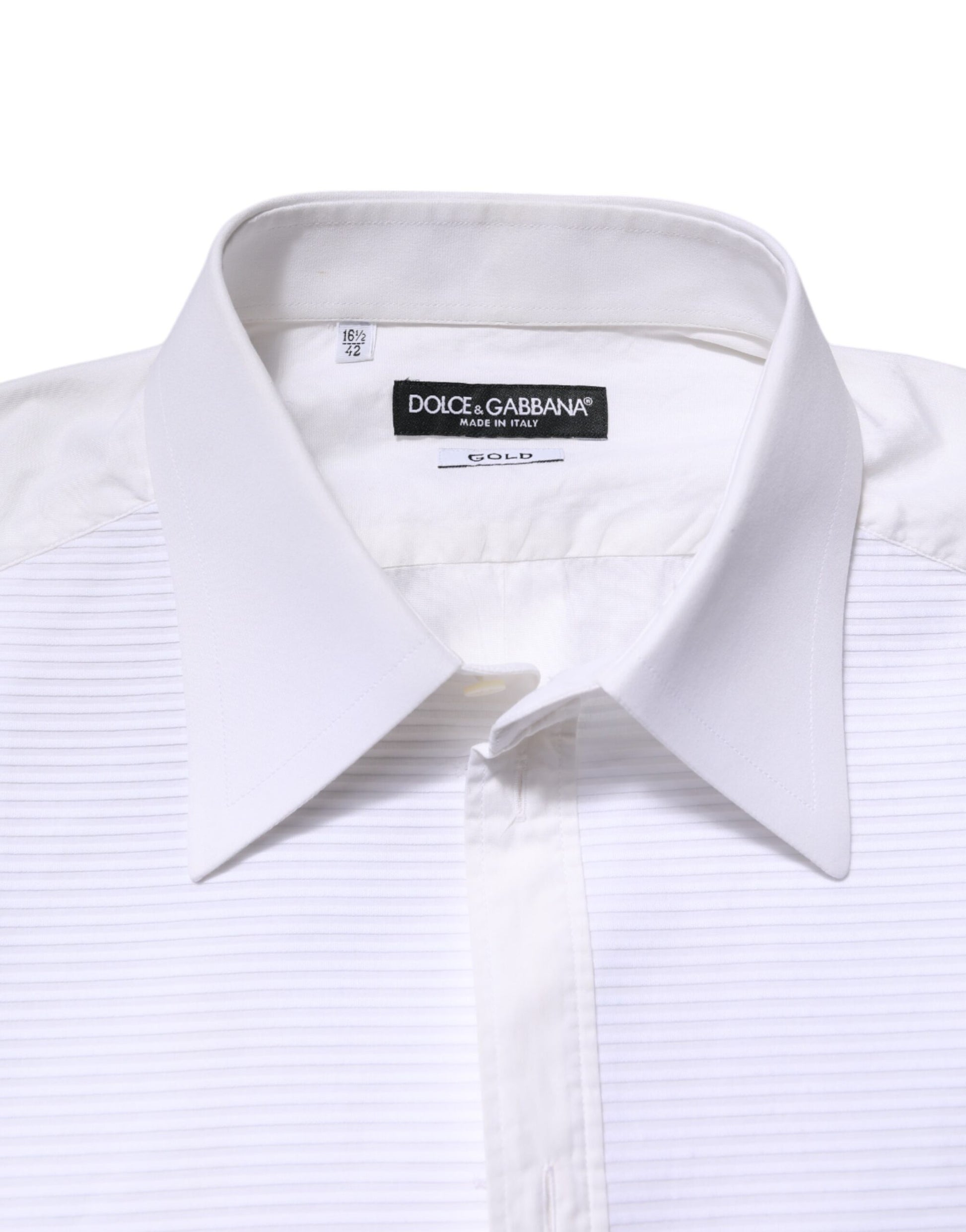 Dolce & Gabbana White GOLD Cotton Long Sleeves Formal Shirt
