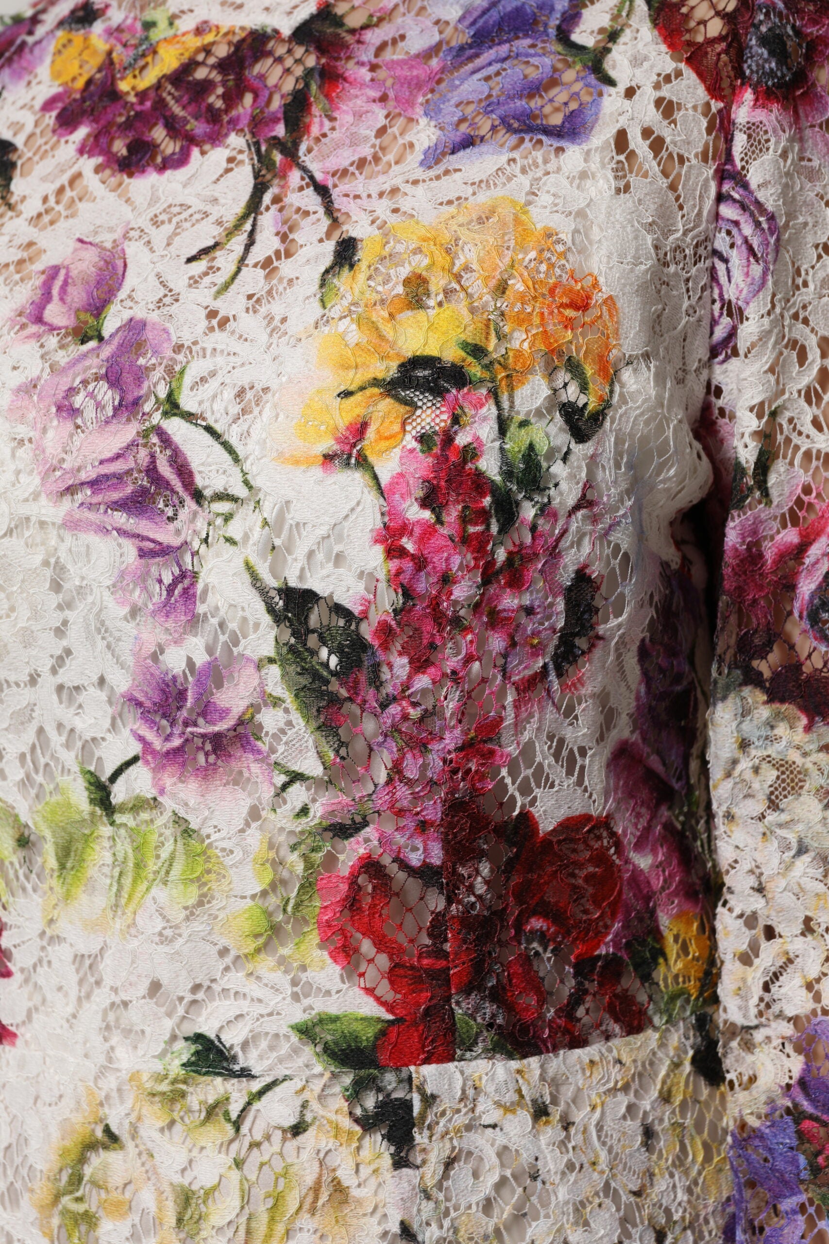 Mehrfarbiges, langärmliges A-Linien-Kleid mit Blumenmuster