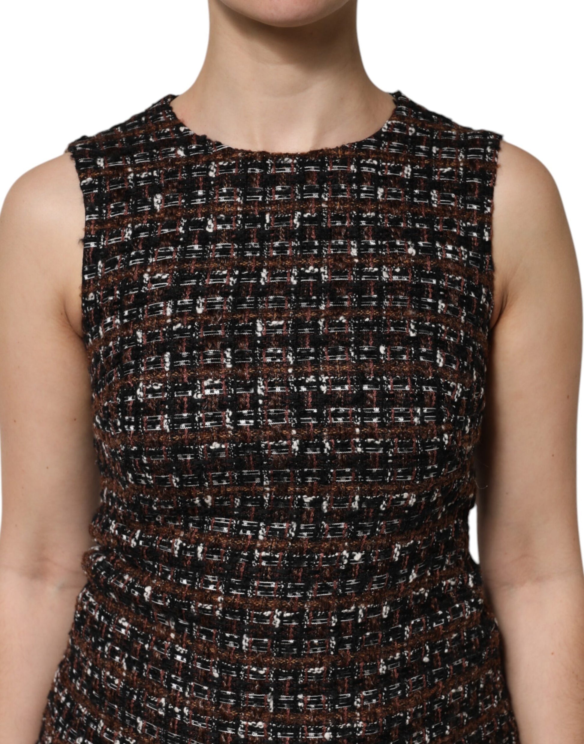 Dolce & Gabbana Multicolor Sleeveless Mini Tweed A-line Dress