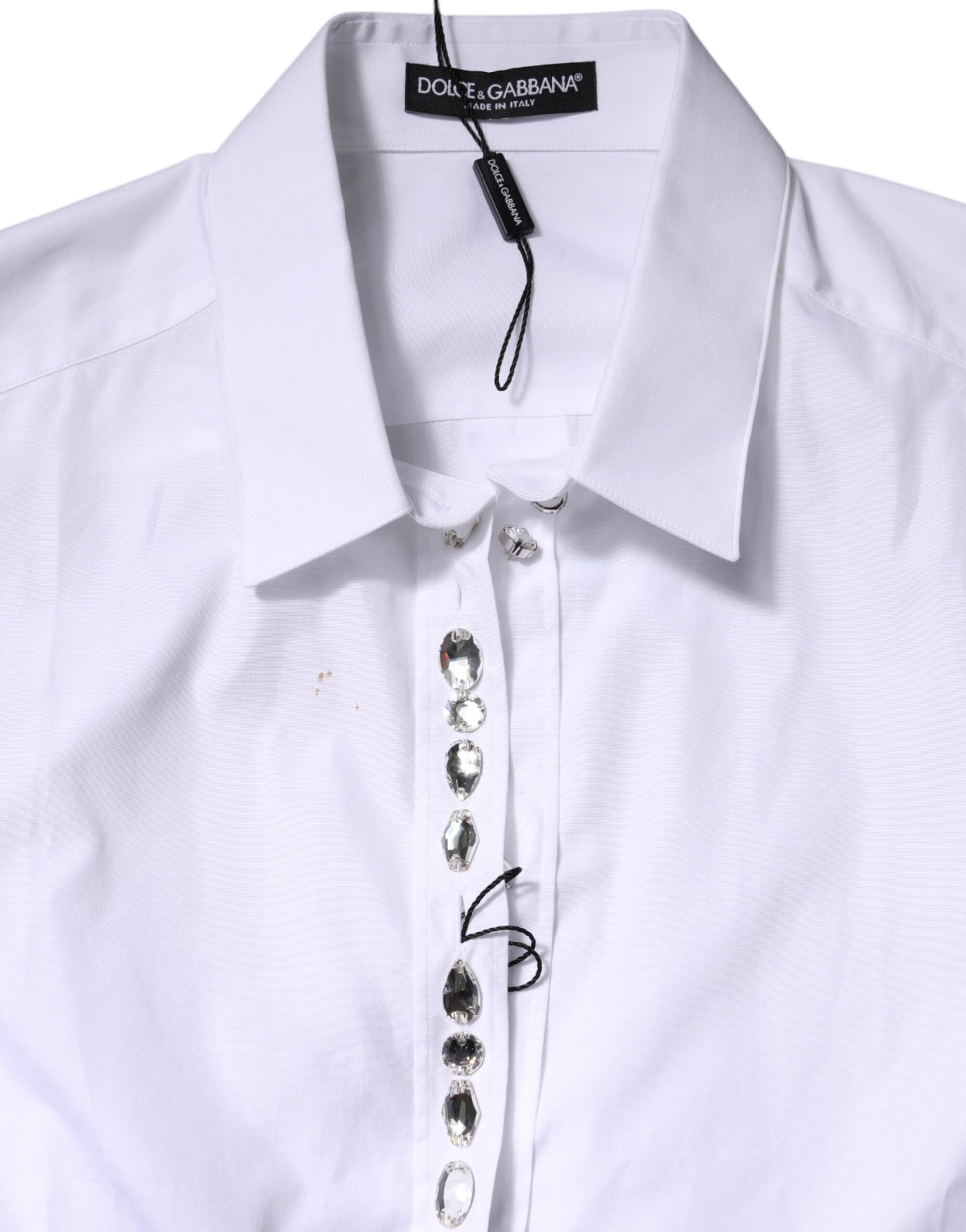 Weißes, mit Strass verziertes Langarm-Top