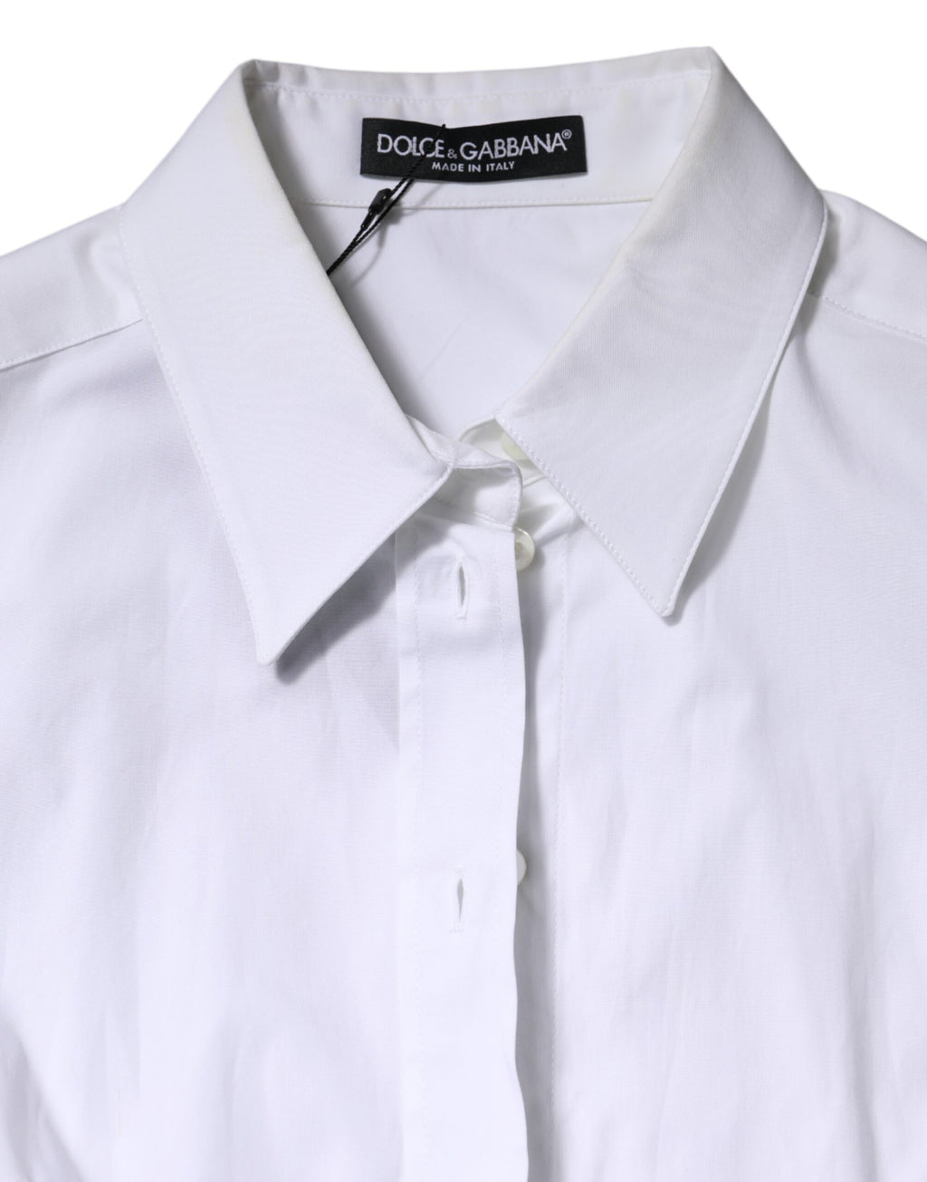 Dolce & Gabbana White Cotton Collared Long Sleeves Blouse Top