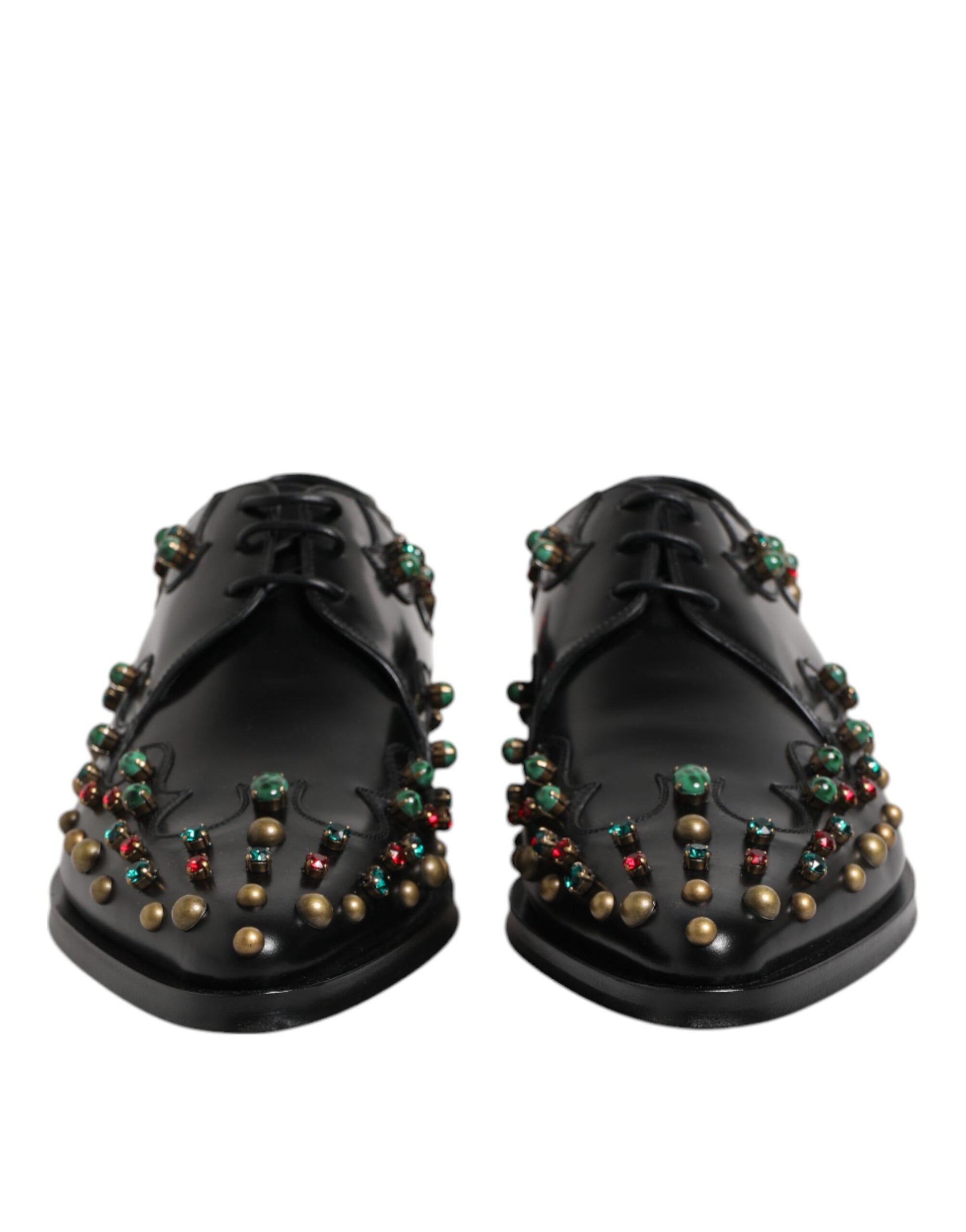 Schwarze Derby-Schuhe aus Leder mit Nieten