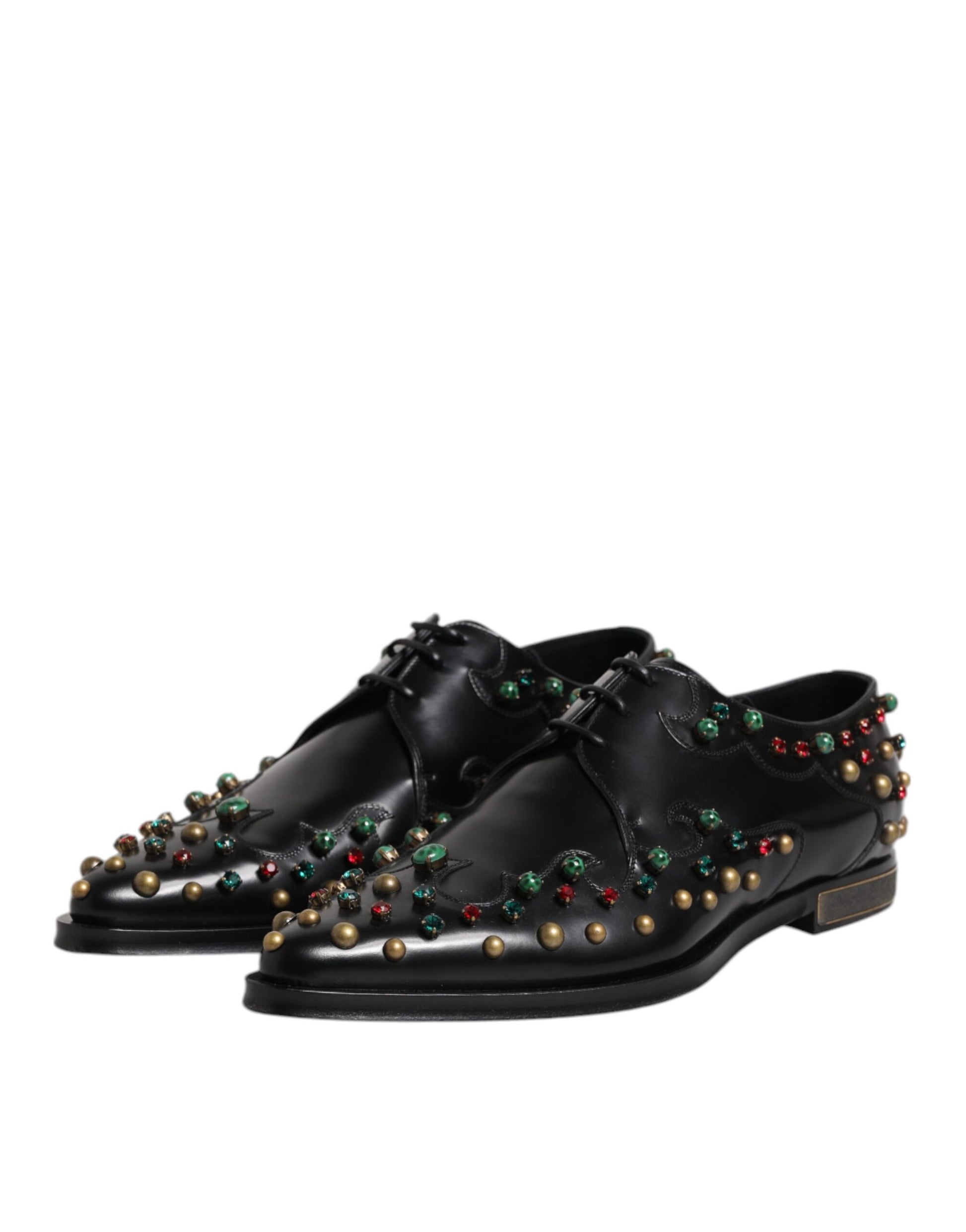 Schwarze Derby-Schuhe aus Leder mit Nieten