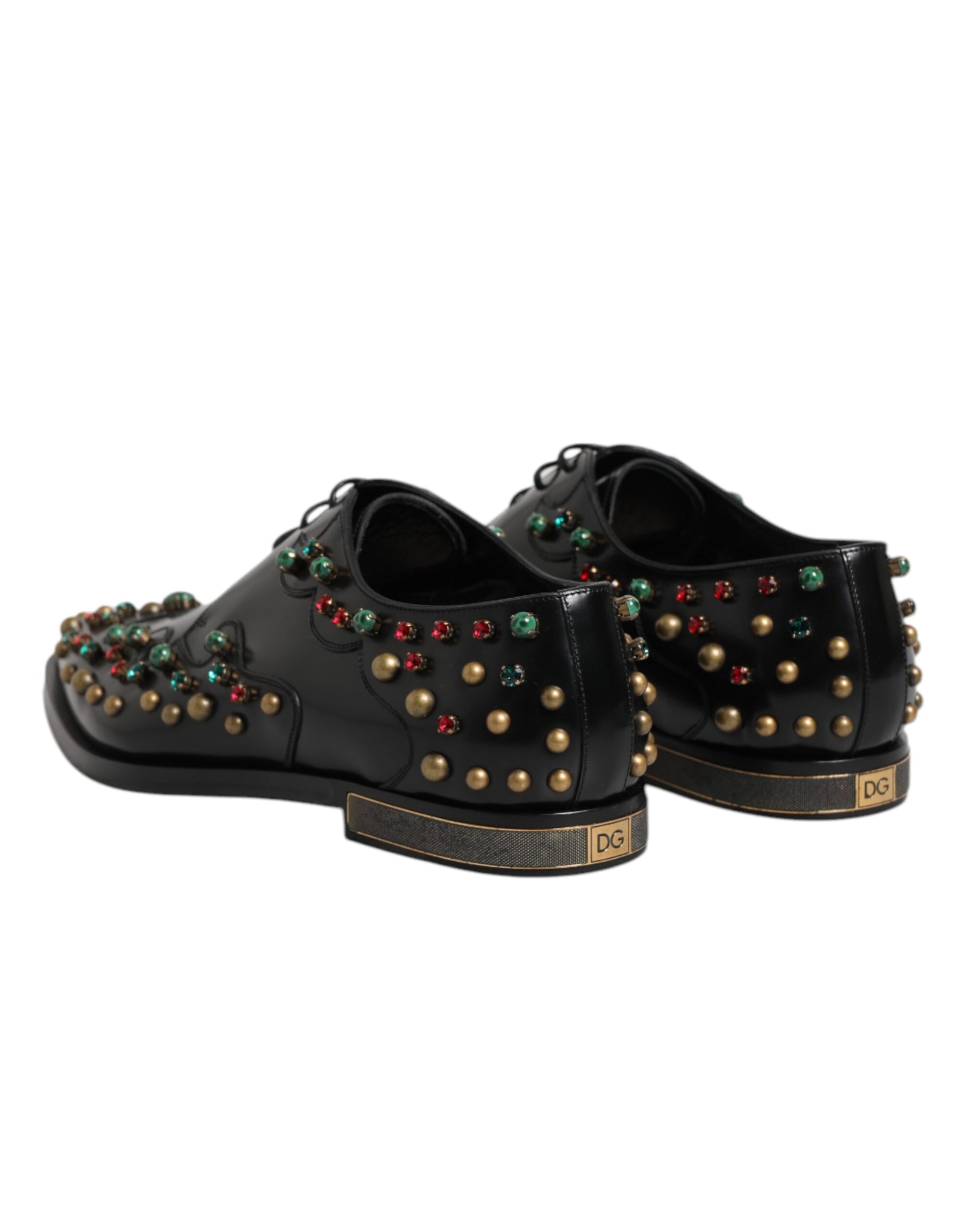 Schwarze Derby-Schuhe aus Leder mit Nieten