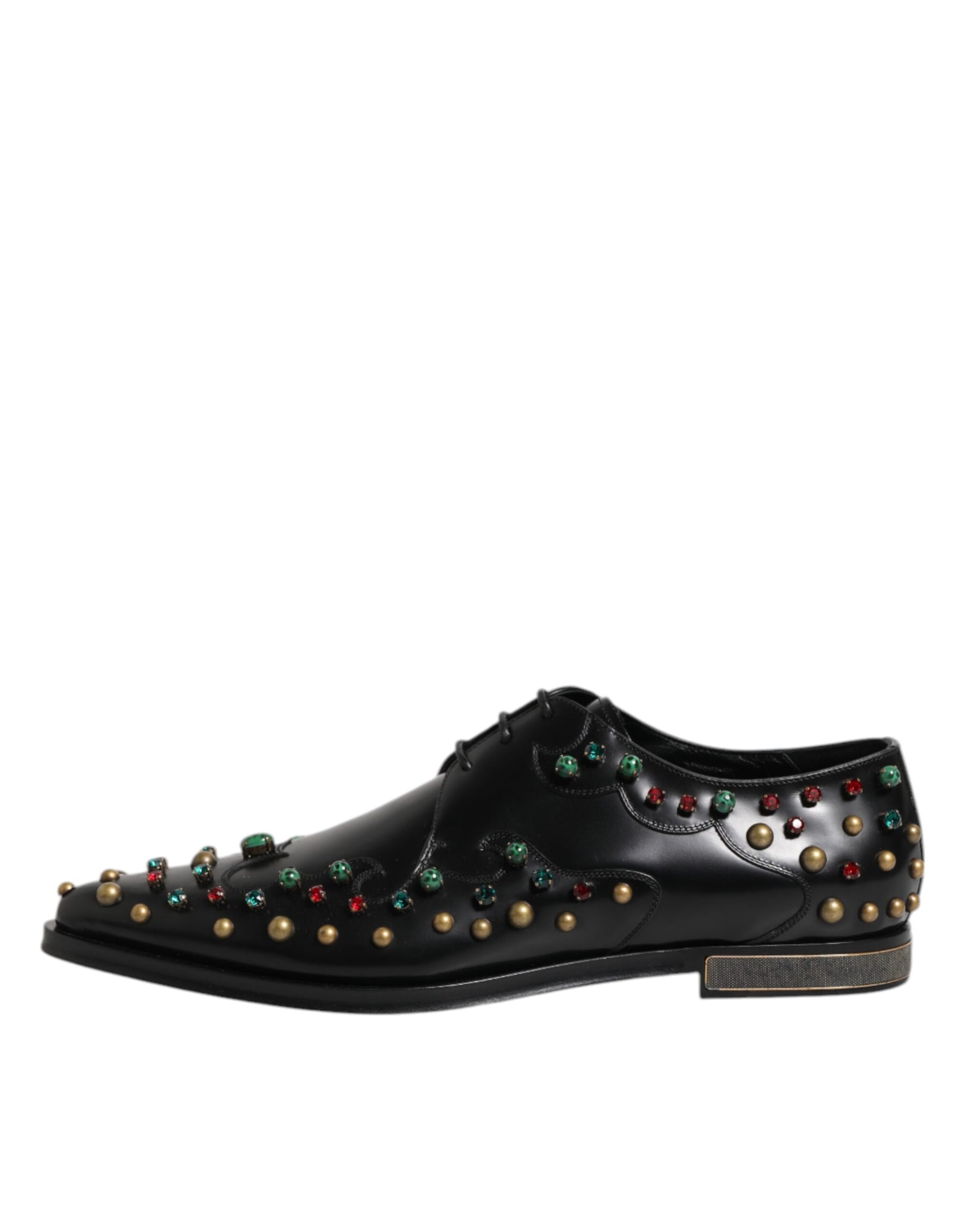 Schwarze Derby-Schuhe aus Leder mit Nieten