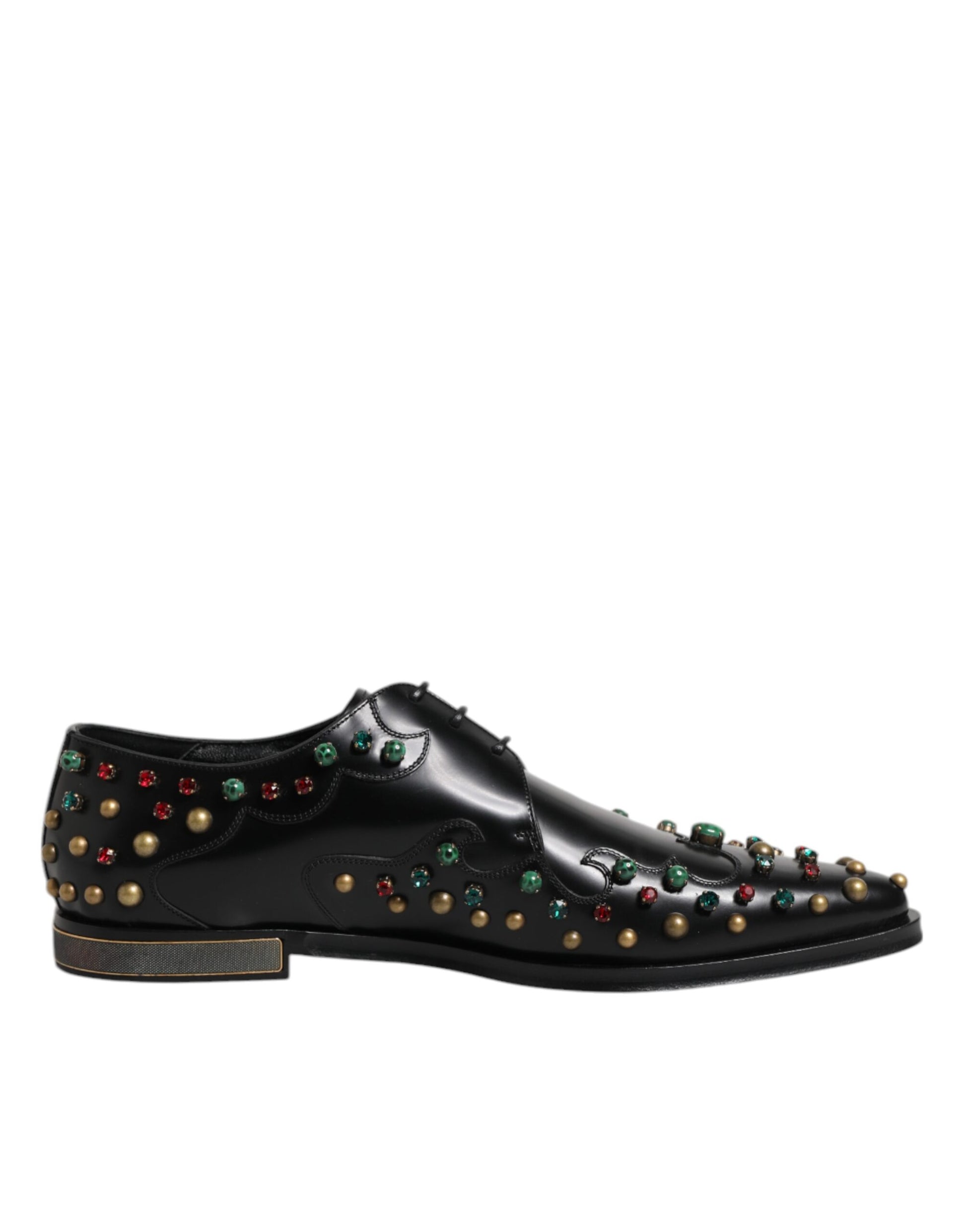Schwarze Derby-Schuhe aus Leder mit Nieten