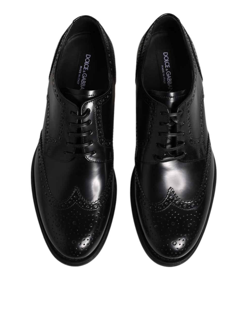 Schwarze Derby-Schuhe aus Leder mit Flügelkappe