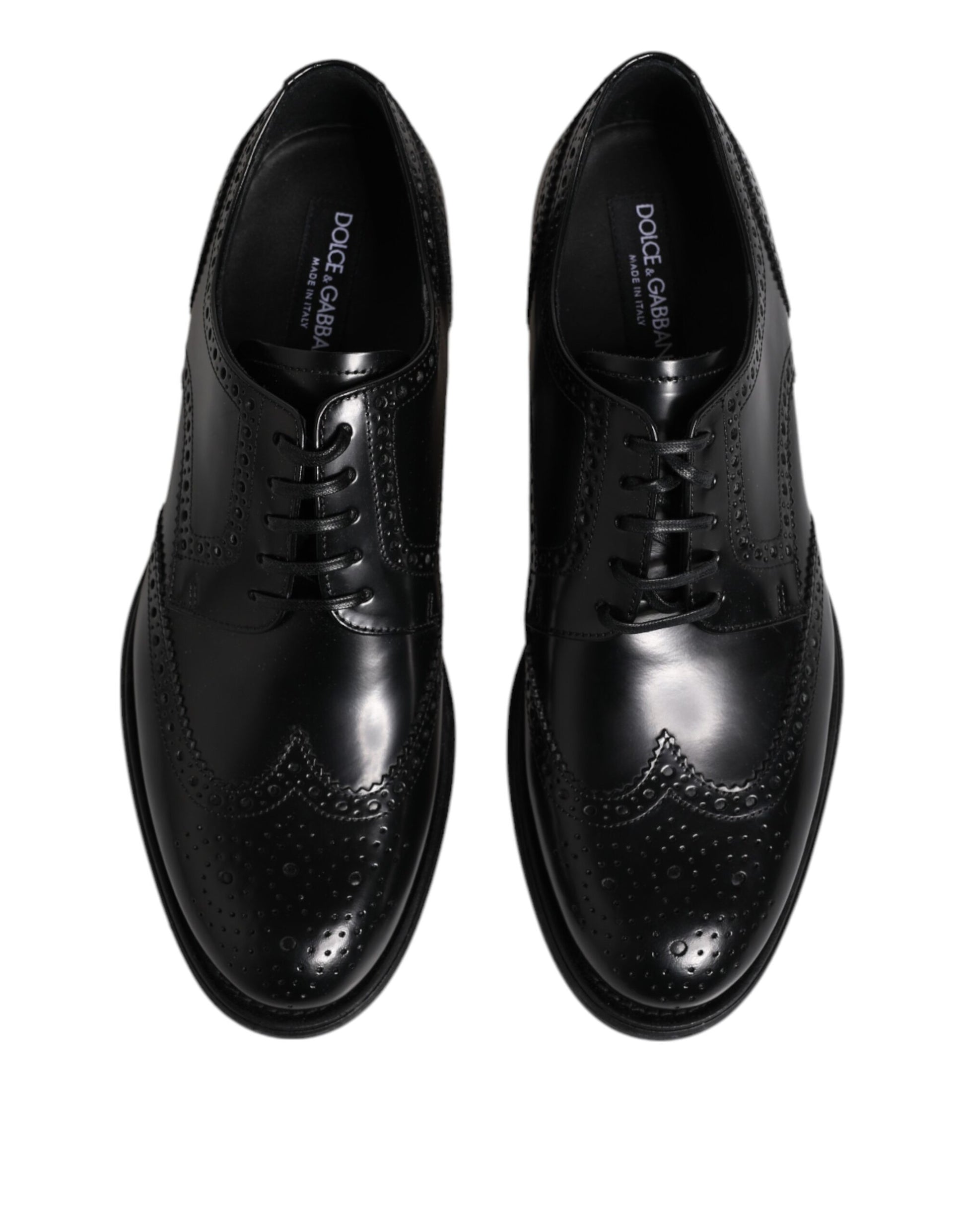 Schwarze Derby-Schuhe aus Leder mit Flügelkappe
