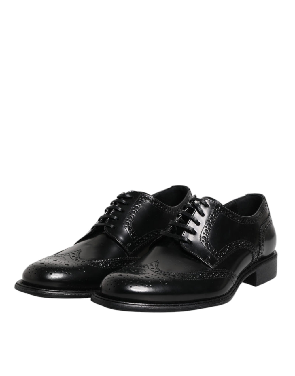 Schwarze Derby-Schuhe aus Leder mit Flügelkappe