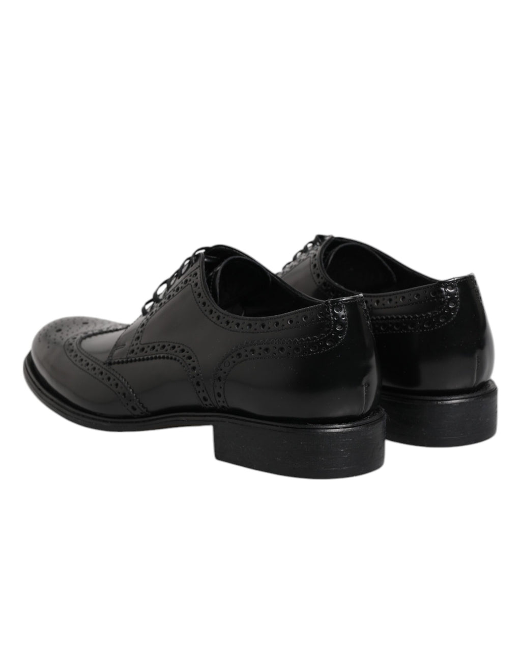 Schwarze Derby-Schuhe aus Leder mit Flügelkappe