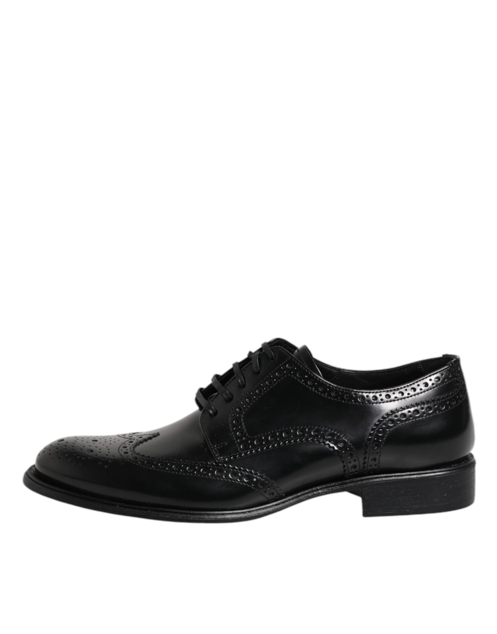 Schwarze Derby-Schuhe aus Leder mit Flügelkappe