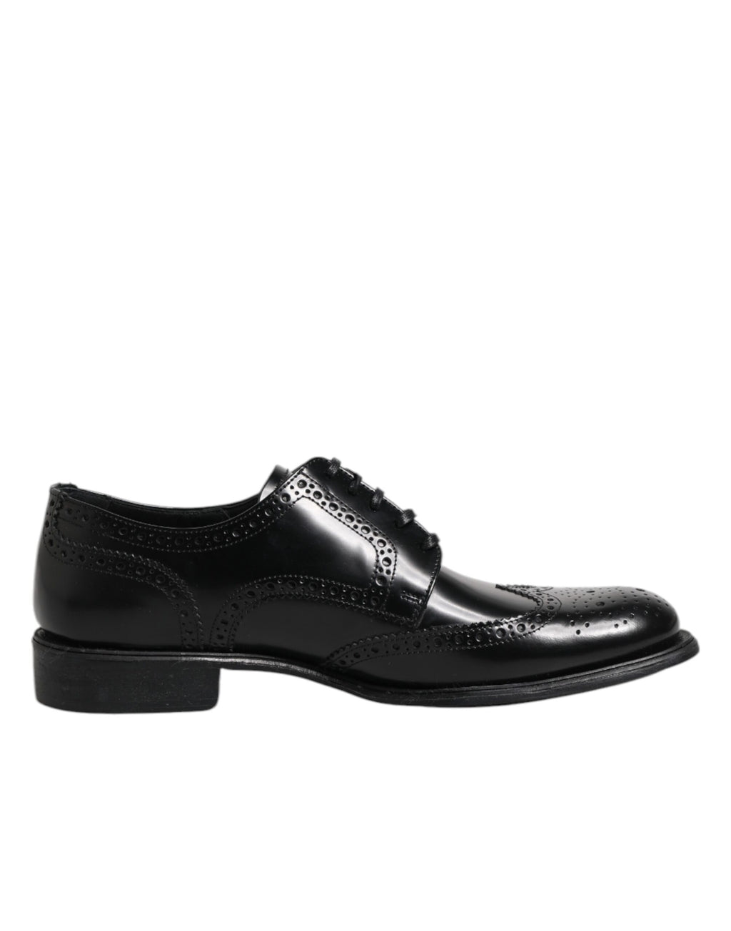 Schwarze Derby-Schuhe aus Leder mit Flügelkappe