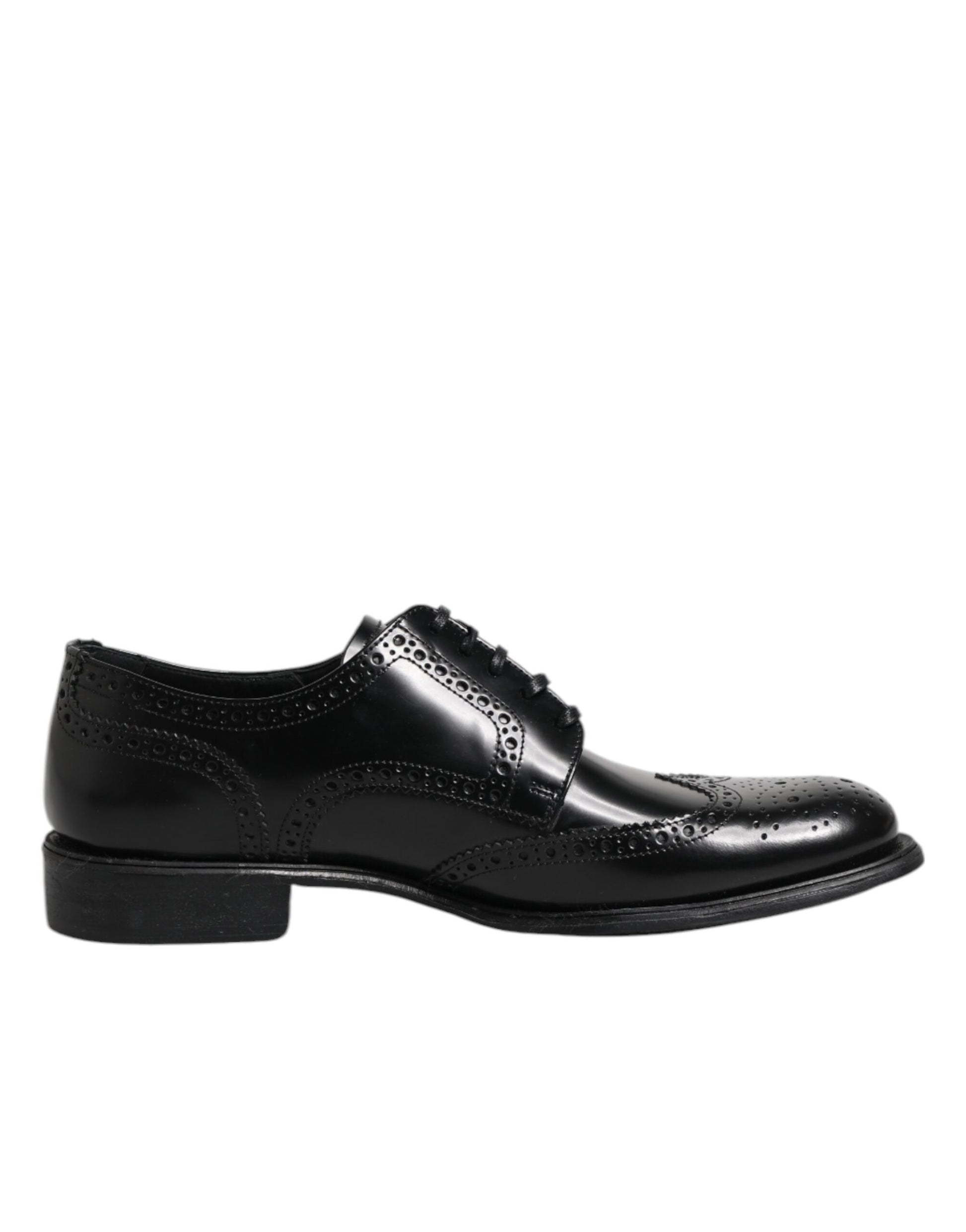 Schwarze Derby-Schuhe aus Leder mit Flügelkappe