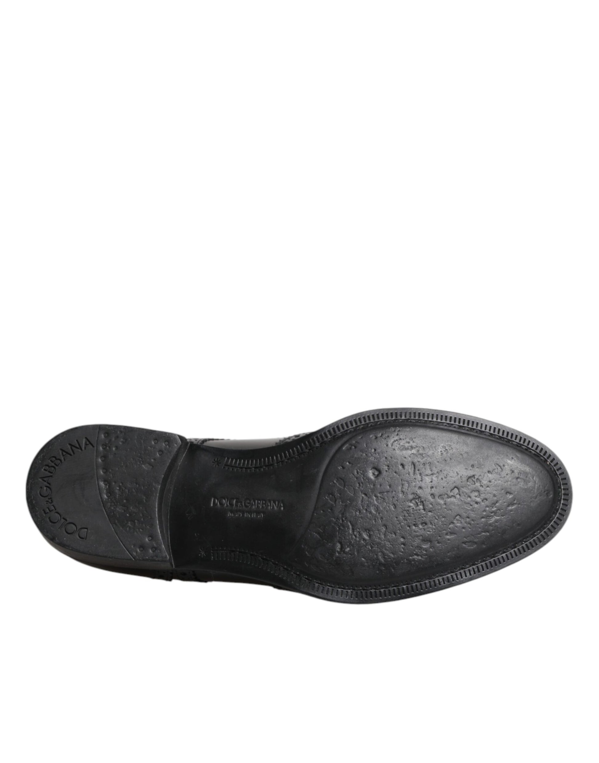 Schwarze Derby-Schuhe aus Leder mit Flügelkappe