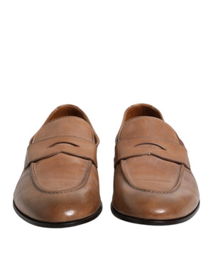 Braune Leder-Loafer-Kleiderschuhe