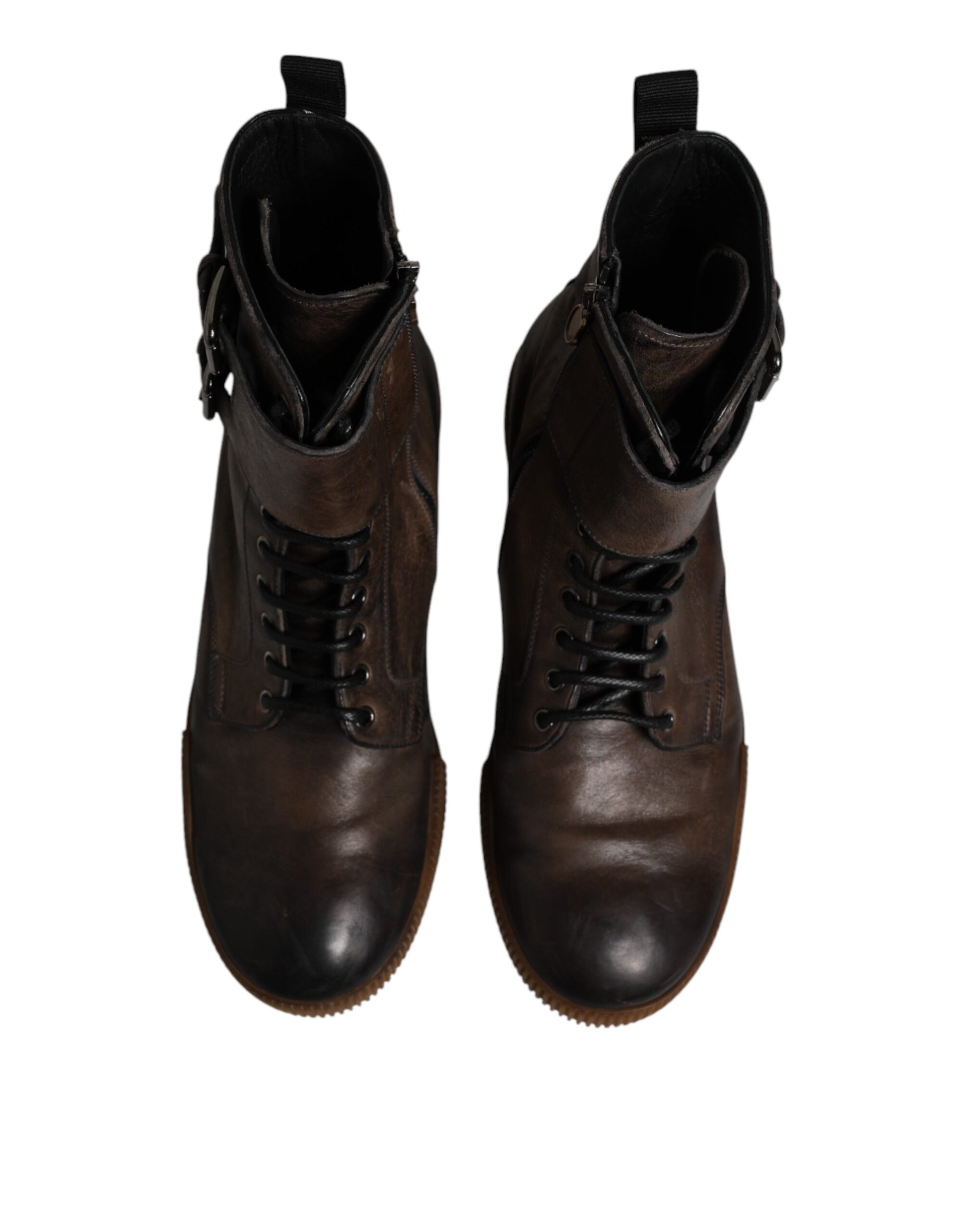 Dolce & Gabbana Brown Horse Leather Mid Calf Boots Shoes