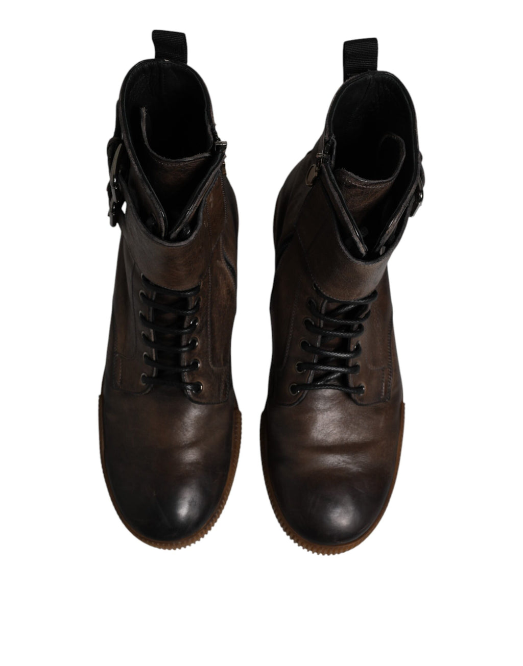 Braune Stiefeletten aus Pferdeleder mit mittlerer Wade