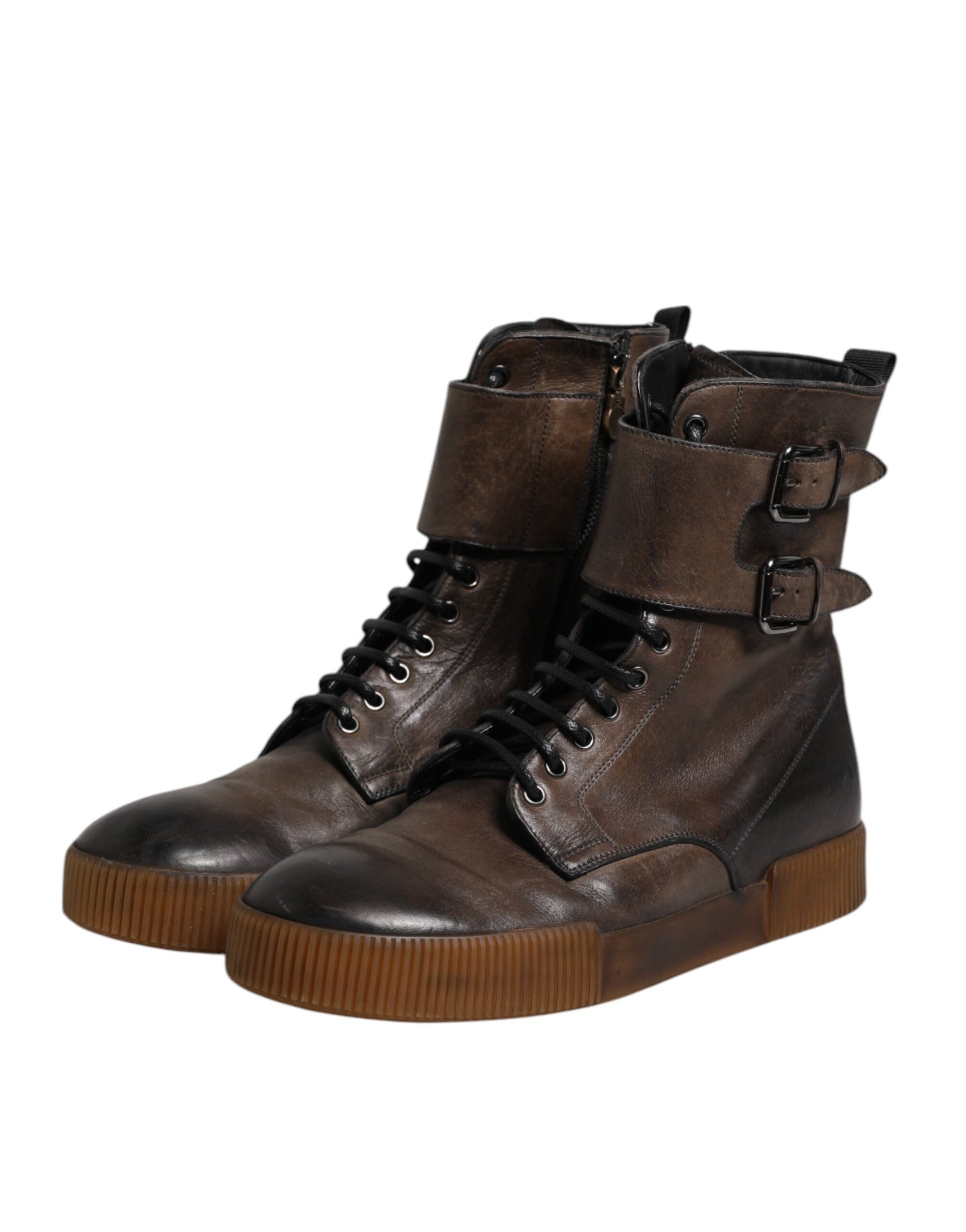 Dolce & Gabbana Brown Horse Leather Mid Calf Boots Shoes