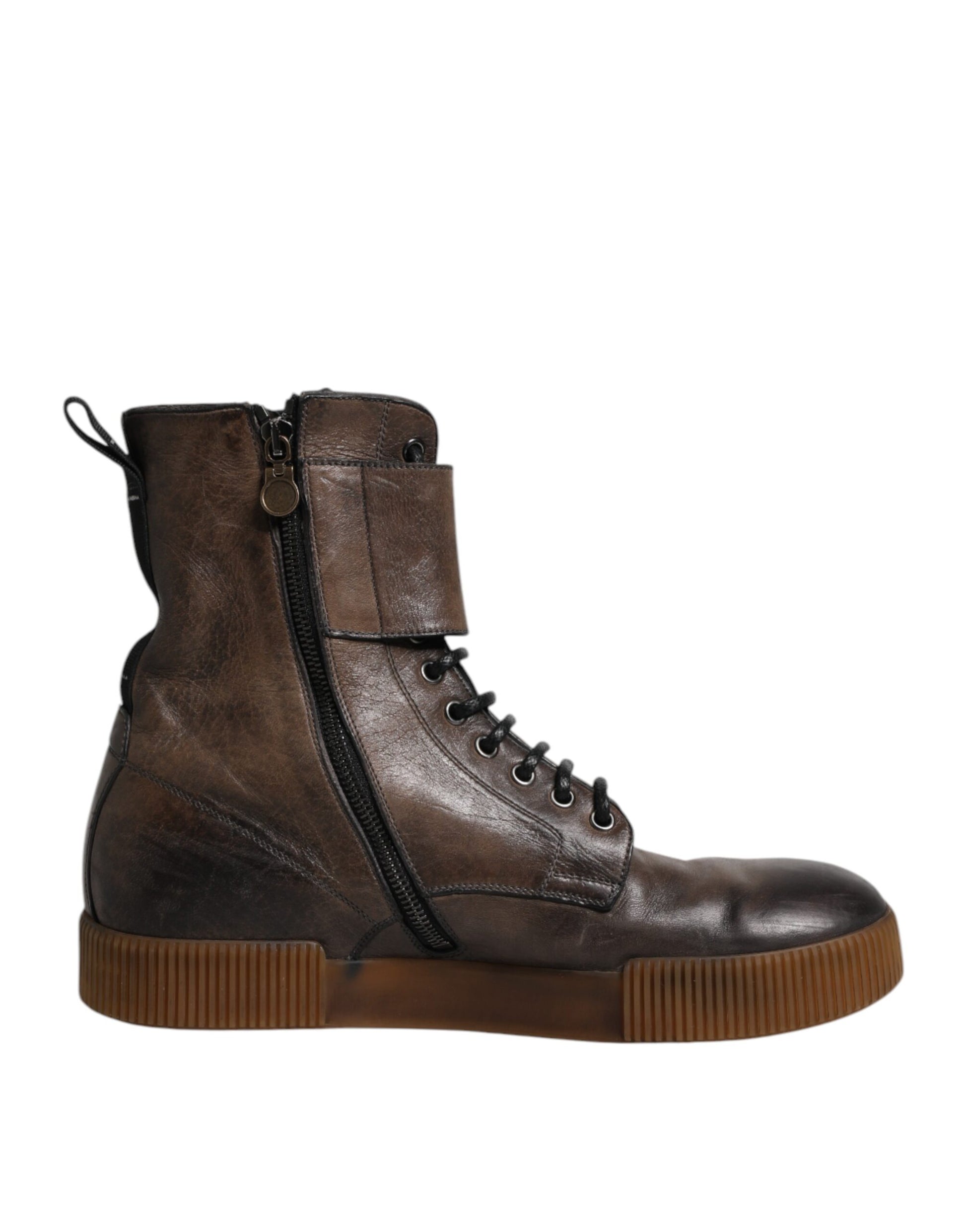 Braune Stiefeletten aus Pferdeleder mit mittlerer Wade