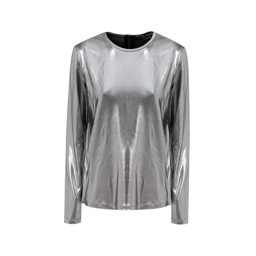 Graues Viskose-Langarmshirt