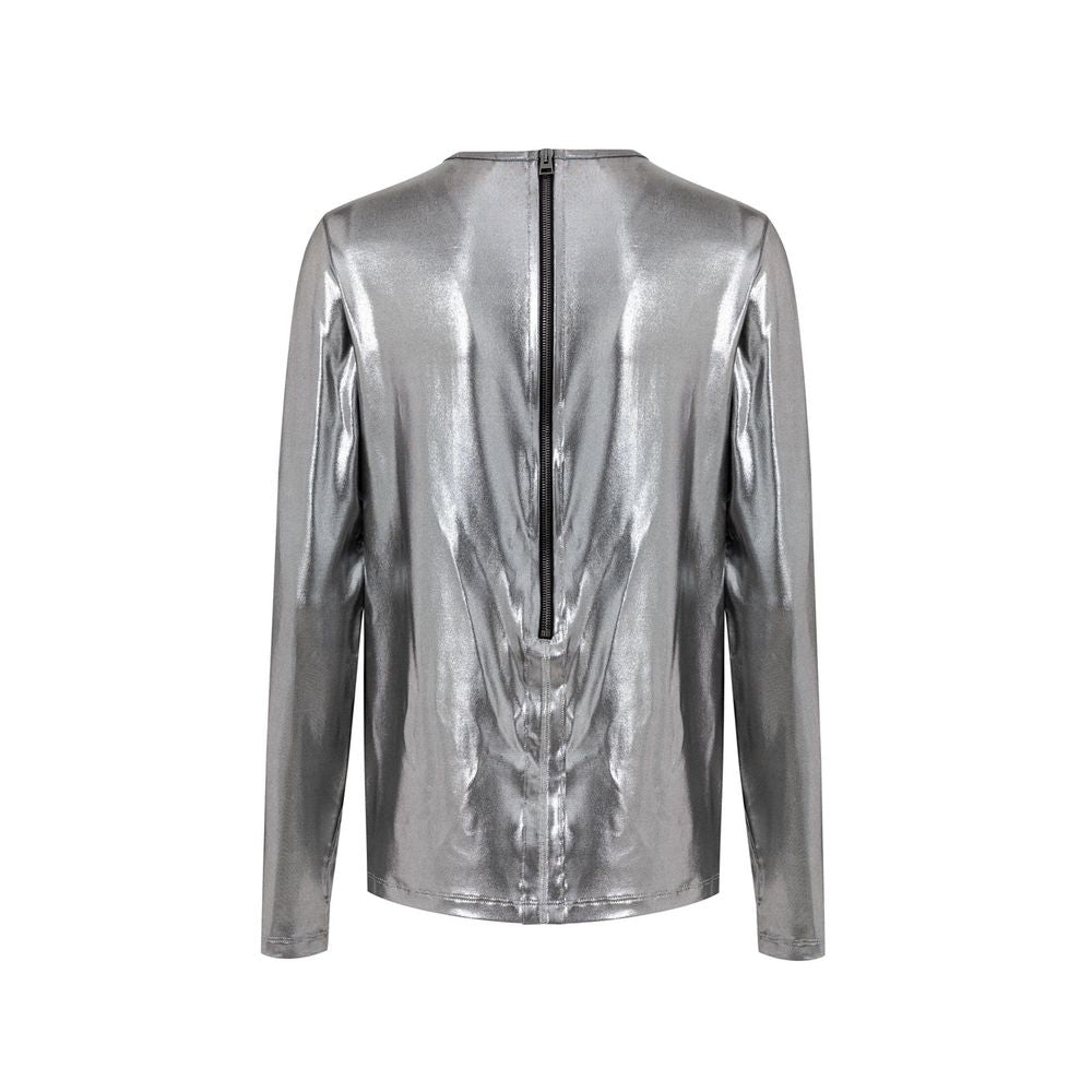 Graues Viskose-Langarmshirt