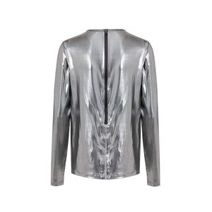 Graues Viskose-Langarmshirt