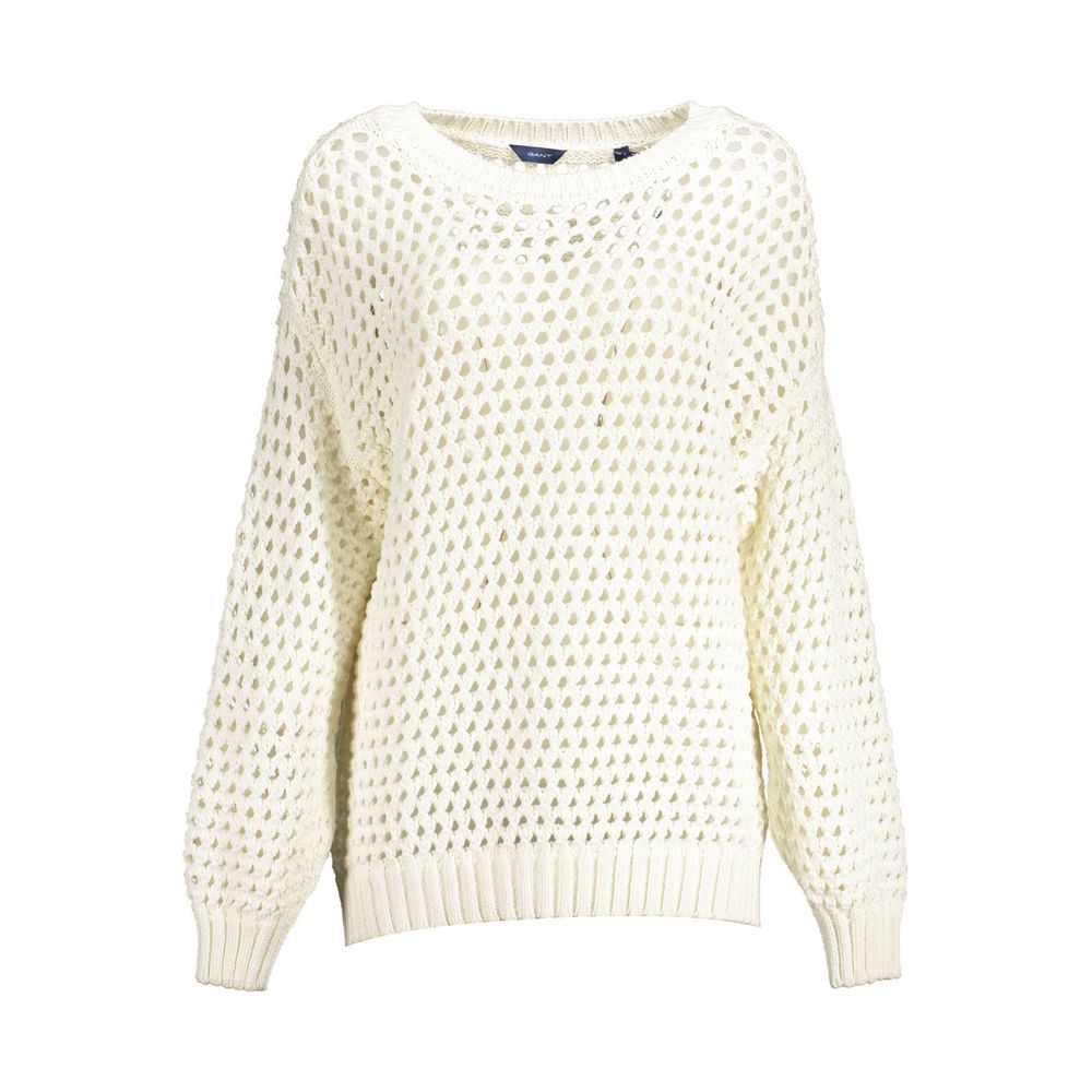 Weißer Baumwollpullover für Damen