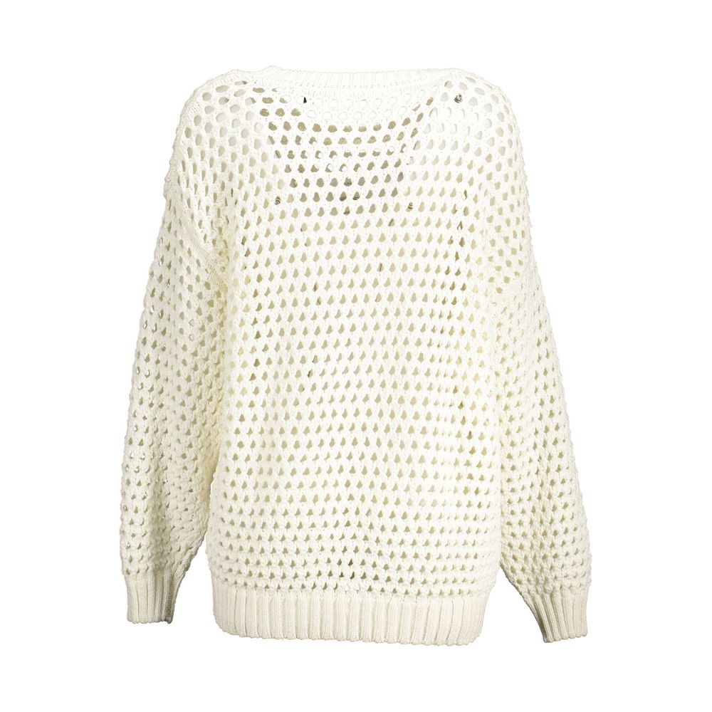 Weißer Baumwollpullover für Damen