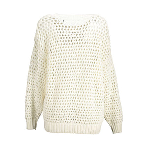 Weißer Baumwollpullover für Damen