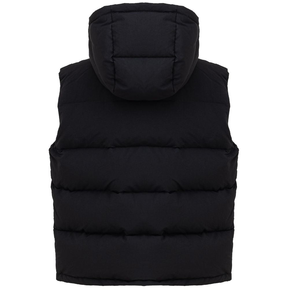 Schwarze ärmellose Jacke aus Polyester