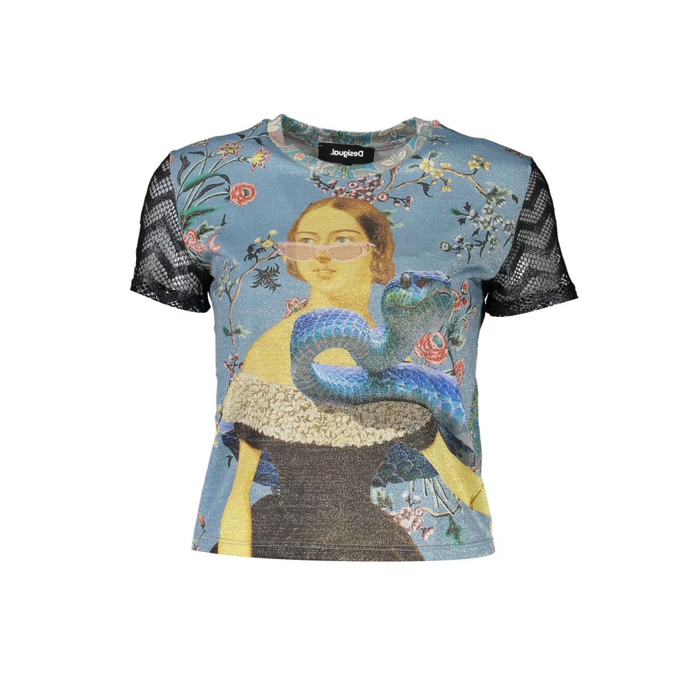 Blaues Polyester-T-Shirt für Damen